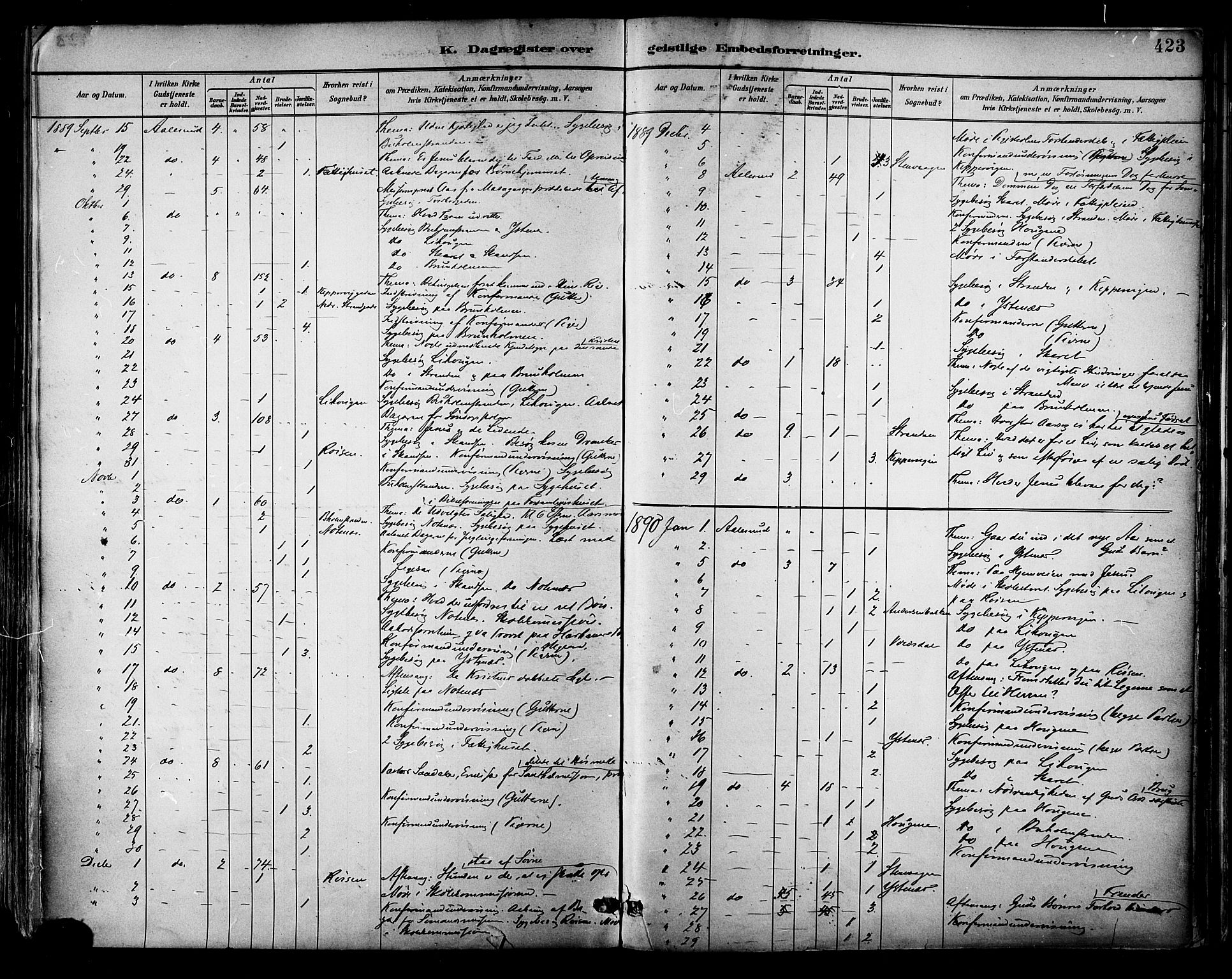 Ministerialprotokoller, klokkerbøker og fødselsregistre - Møre og Romsdal, SAT/A-1454/529/L0455: Parish register (official) no. 529A05, 1885-1893, p. 423