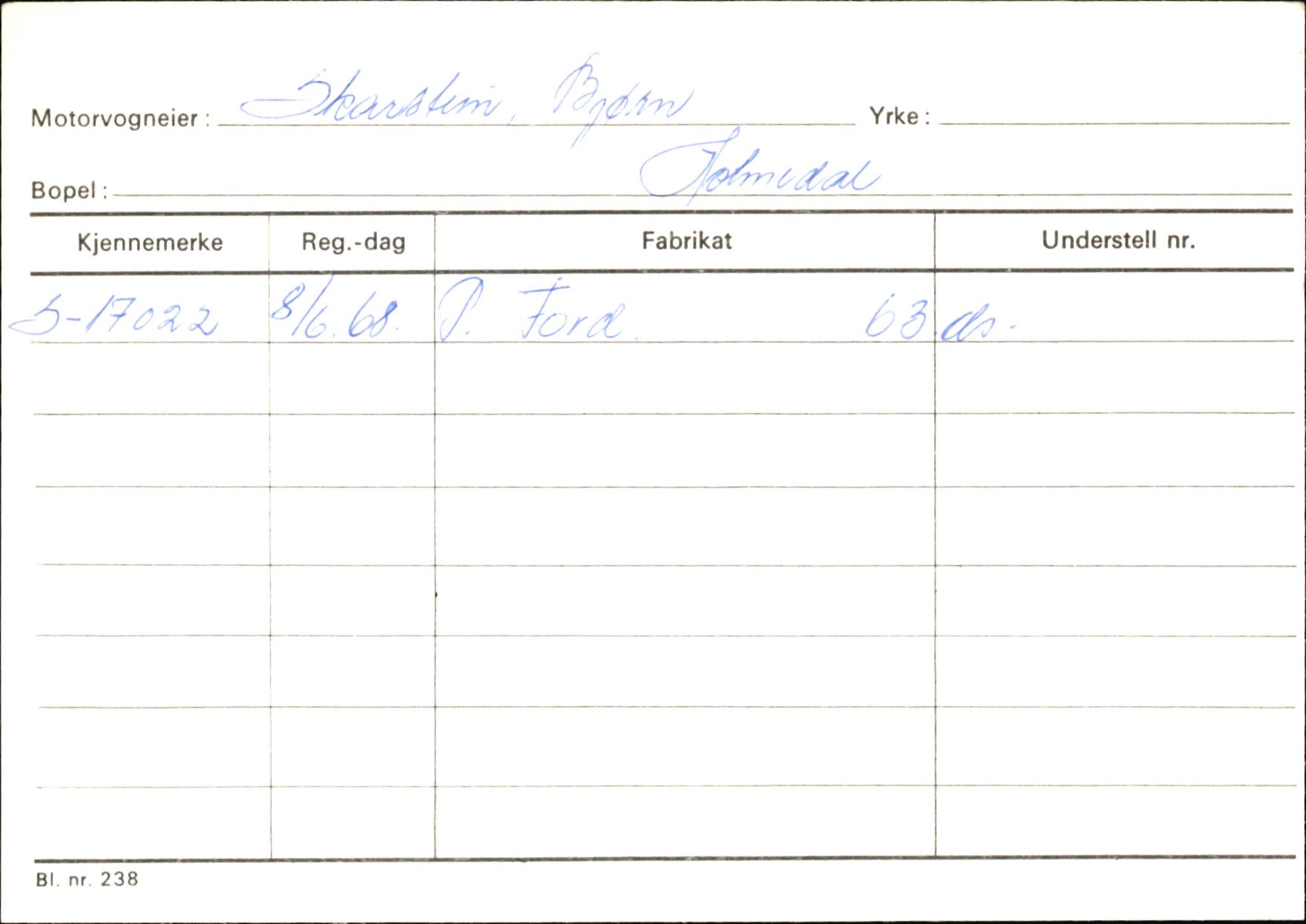 Statens vegvesen, Sogn og Fjordane vegkontor, SAB/A-5301/4/F/L0146: Registerkort Årdal R-Å samt diverse kort, 1945-1975, p. 336