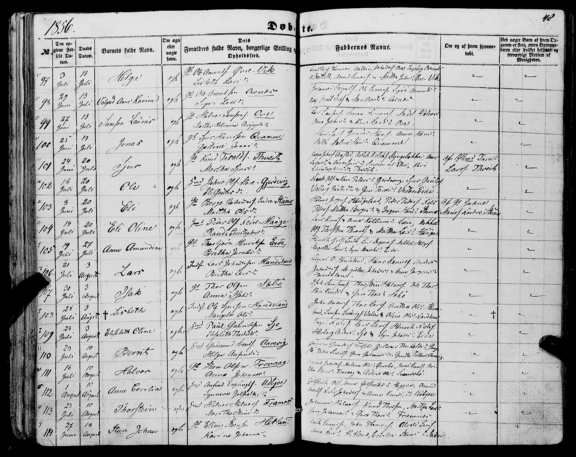 Fjelberg sokneprestembete, SAB/A-75201/H/Haa: Parish register (official) no. A 7, 1851-1867, p. 48