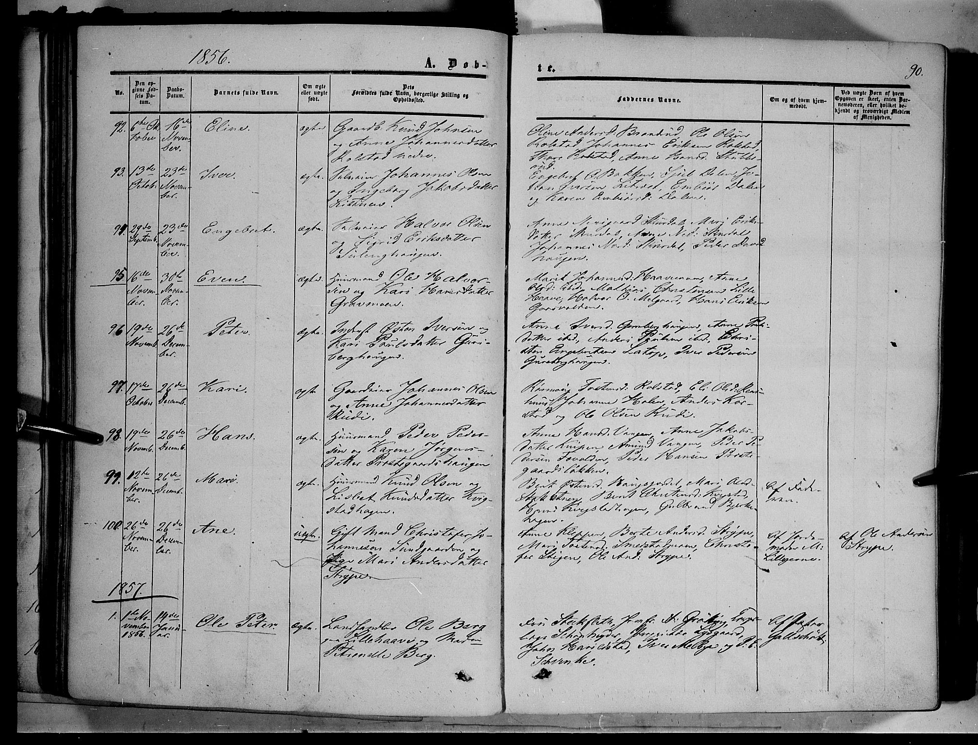 Sør-Fron prestekontor, SAH/PREST-010/H/Ha/Haa/L0001: Parish register (official) no. 1, 1849-1863, p. 90
