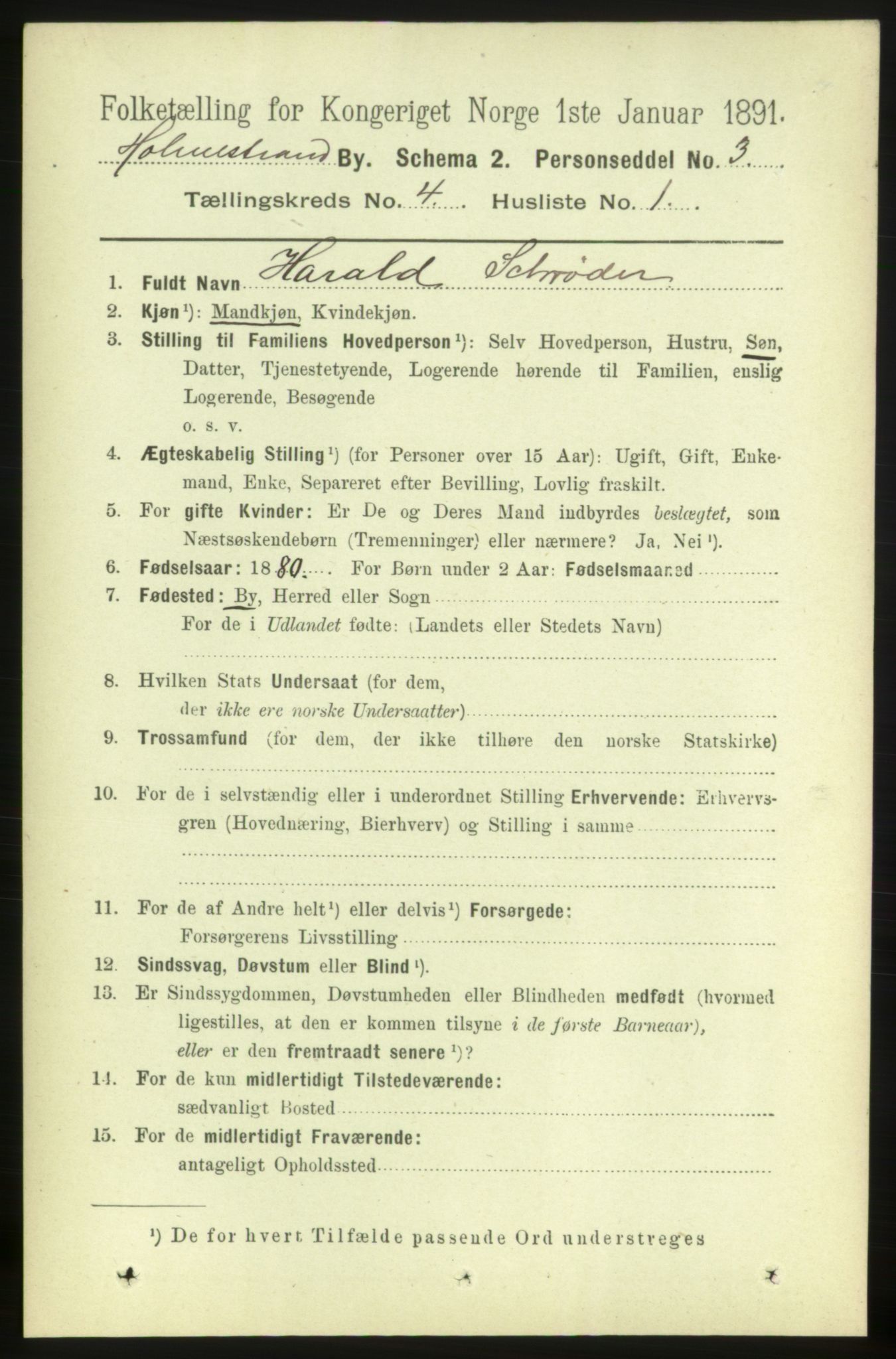 RA, 1891 census for 0702 Holmestrand, 1891, p. 2206