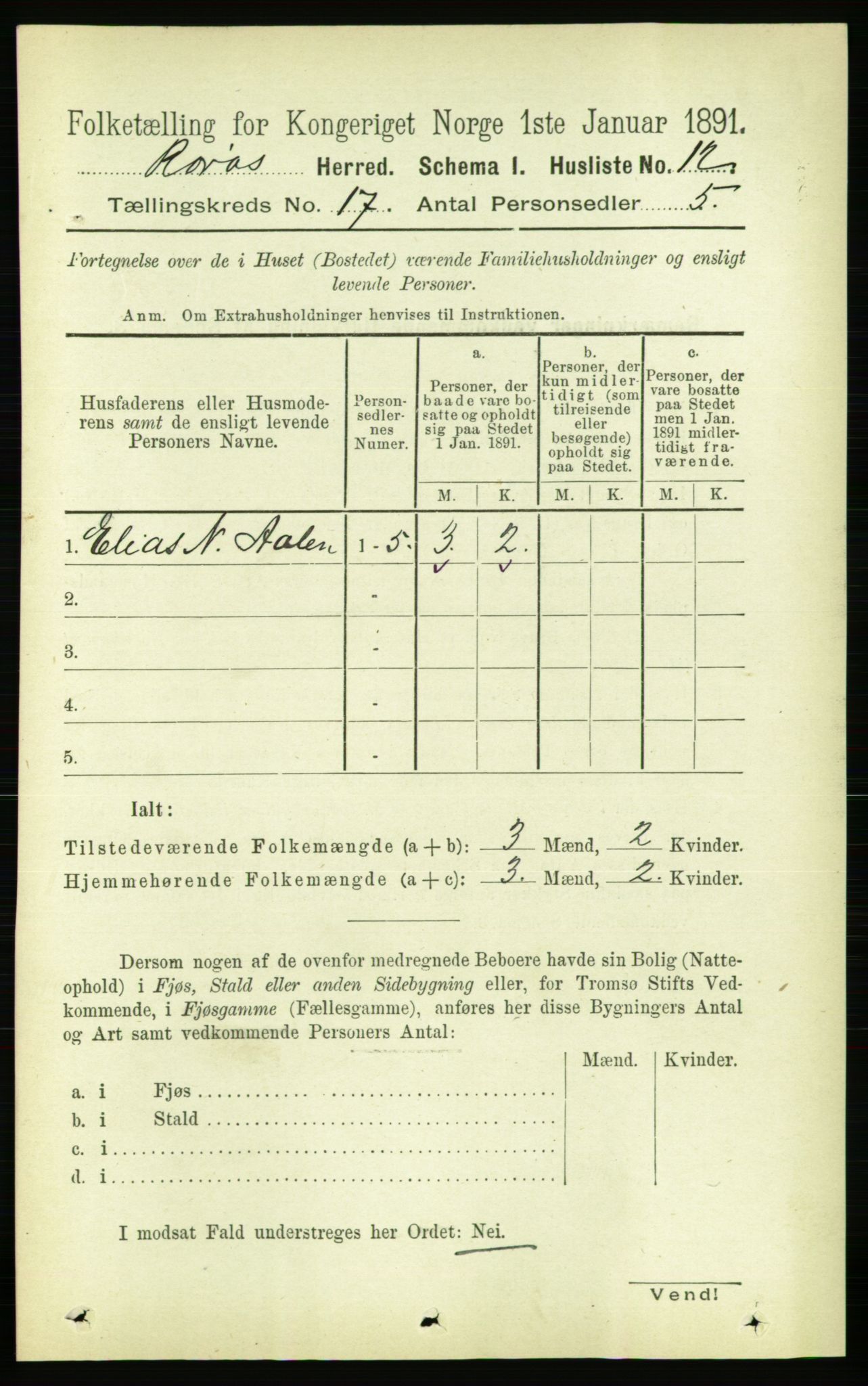 RA, 1891 census for 1640 Røros, 1891, p. 4260