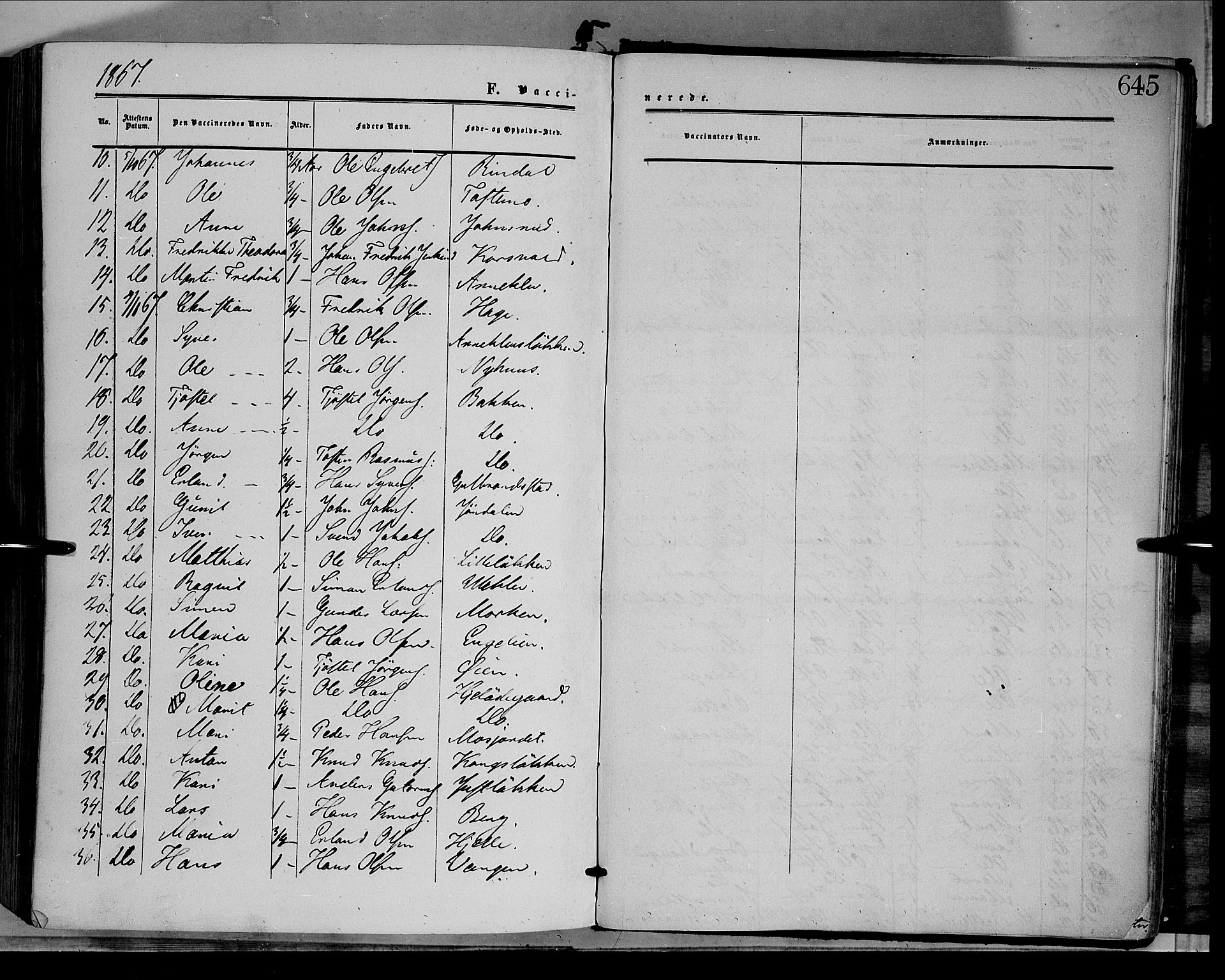 Dovre prestekontor, AV/SAH-PREST-066/H/Ha/Haa/L0001: Parish register (official) no. 1, 1854-1878, p. 645