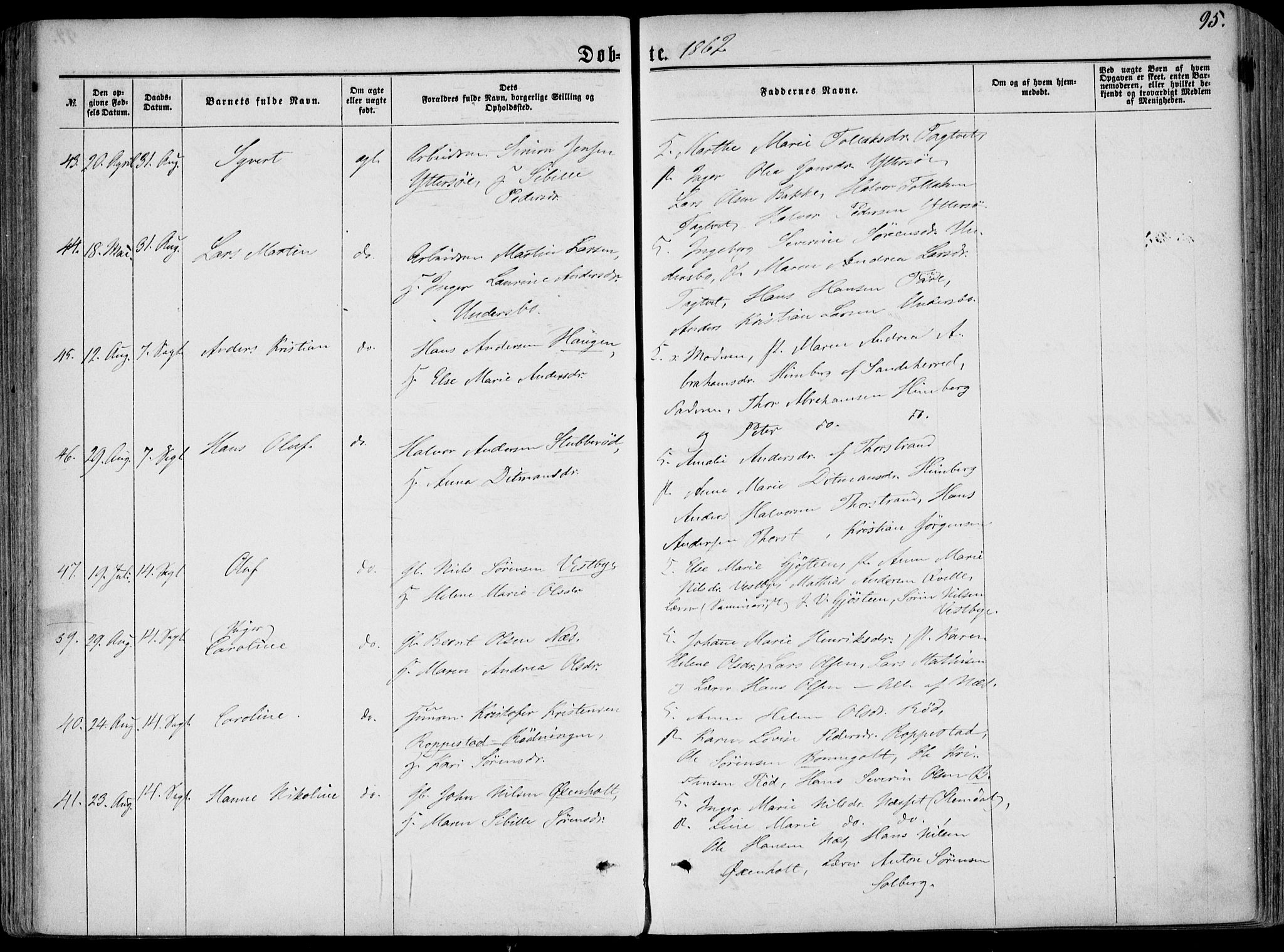 Hedrum kirkebøker, SAKO/A-344/F/Fa/L0007: Parish register (official) no. I 7, 1857-1868, p. 95