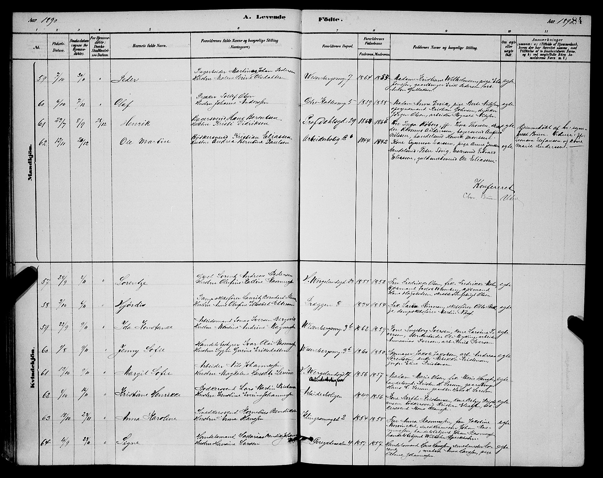 Mariakirken Sokneprestembete, AV/SAB-A-76901/H/Hab/L0004: Parish register (copy) no. A 4, 1878-1892, p. 84