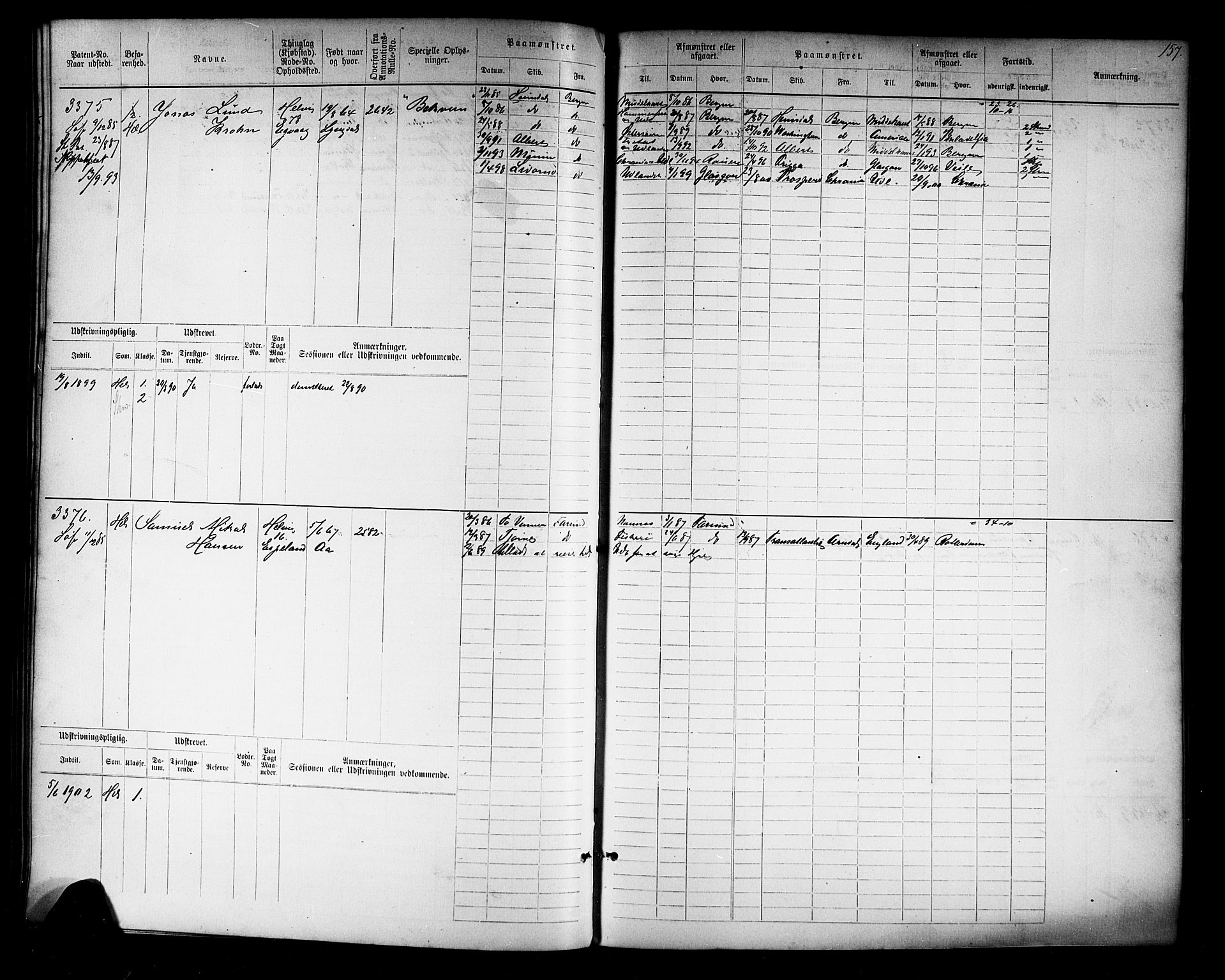 Farsund mønstringskrets, AV/SAK-2031-0017/F/Fb/L0019: Hovedrulle nr 3067-3832, Z-11, 1882-1922, p. 161