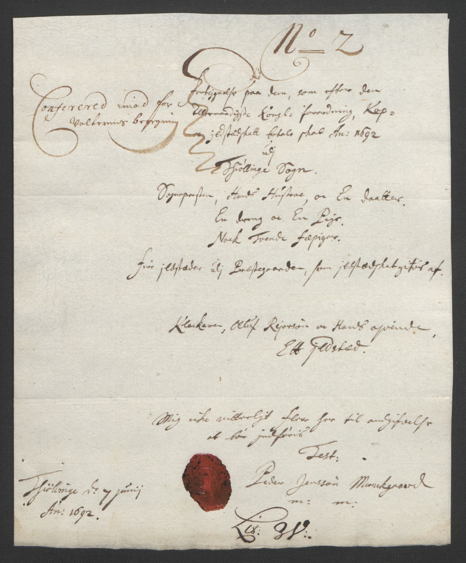Rentekammeret inntil 1814, Reviderte regnskaper, Fogderegnskap, AV/RA-EA-4092/R33/L1973: Fogderegnskap Larvik grevskap, 1692, p. 134