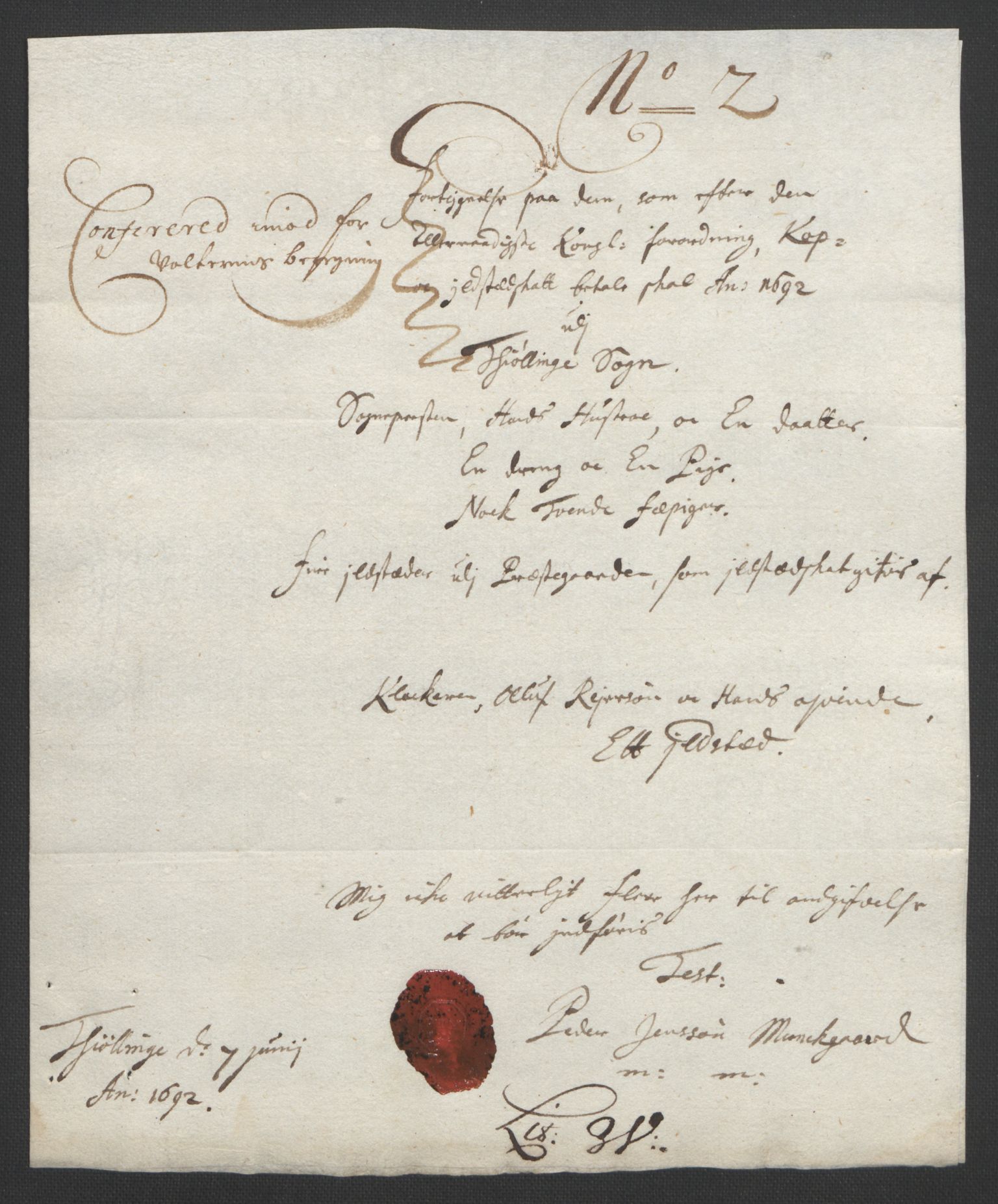 Rentekammeret inntil 1814, Reviderte regnskaper, Fogderegnskap, RA/EA-4092/R33/L1973: Fogderegnskap Larvik grevskap, 1692, p. 134