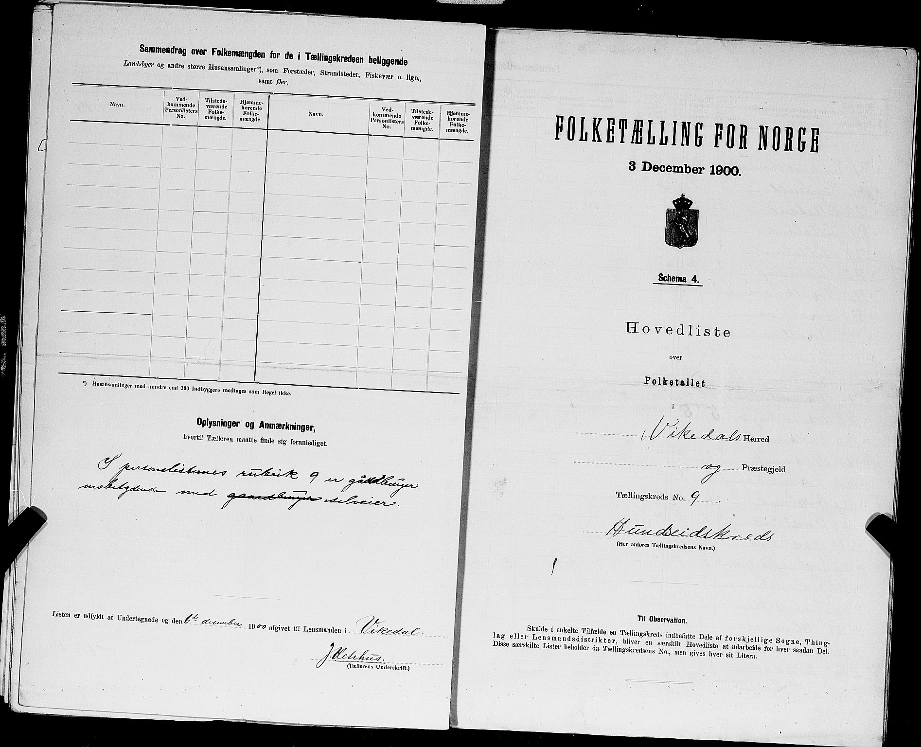 SAST, 1900 census for Vikedal, 1900, p. 39