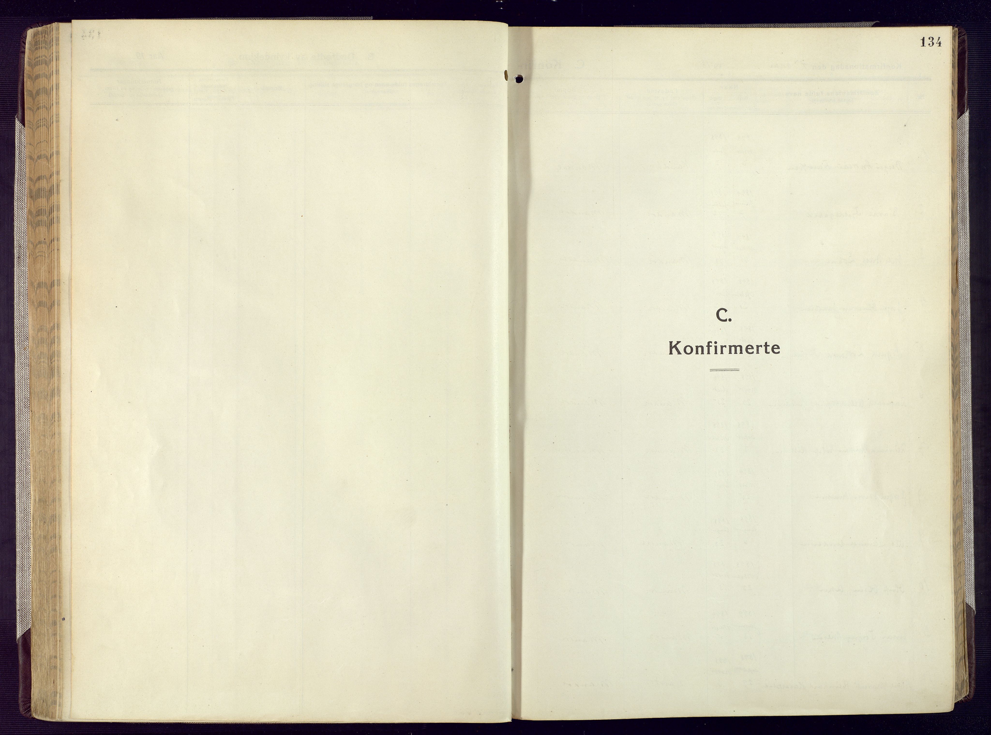 Mandal sokneprestkontor, SAK/1111-0030/F/Fa/Fac/L0001: Parish register (official) no. A 1, 1913-1925, p. 134