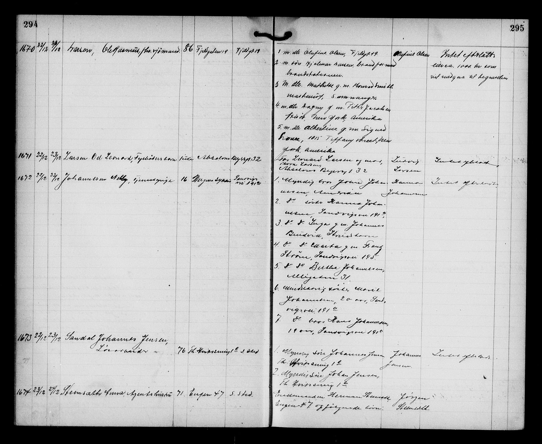 Byfogd og Byskriver i Bergen, AV/SAB-A-3401/06/06Na/L0012: Dødsfallsjournaler, 1918-1919, p. 294-295
