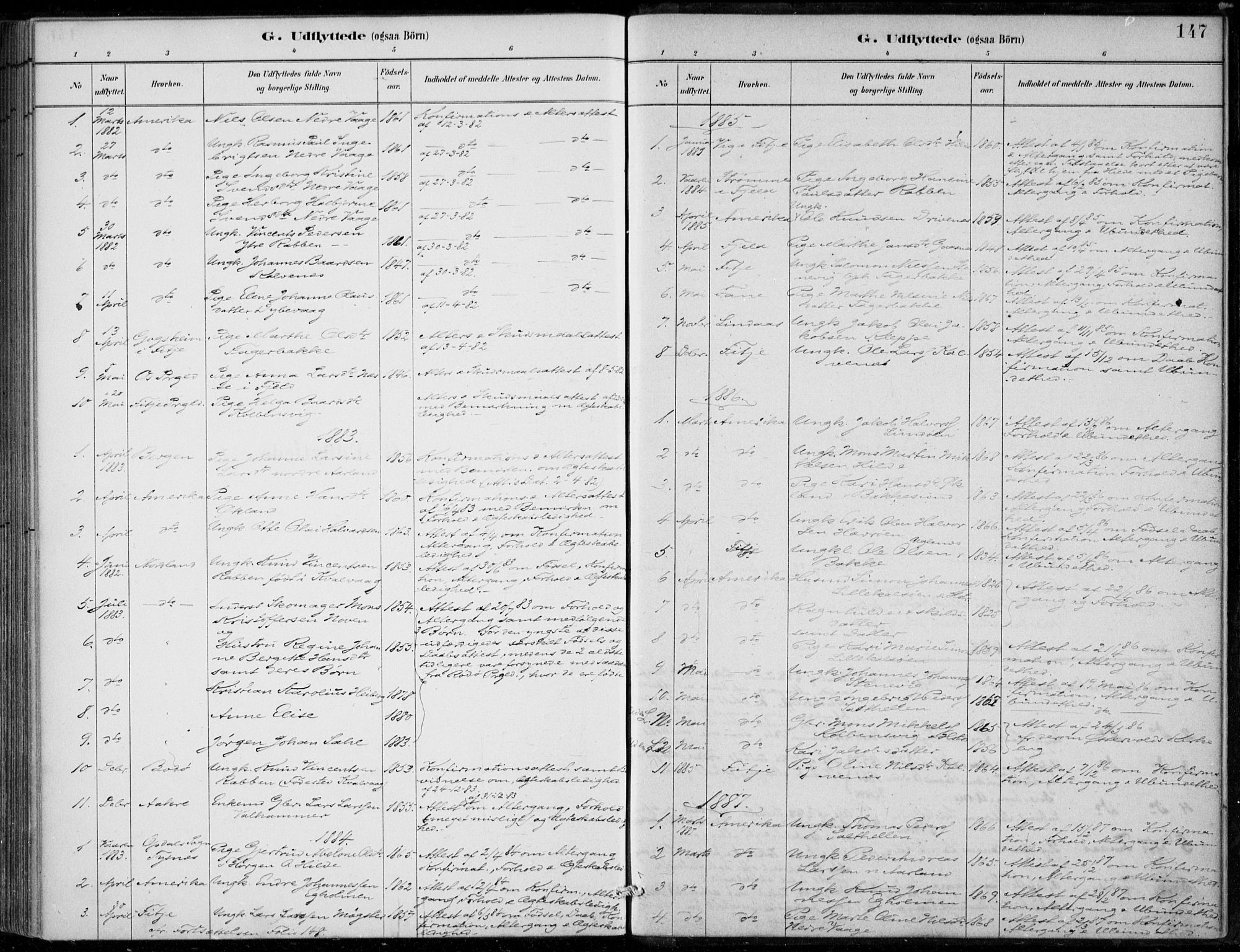 Sund sokneprestembete, AV/SAB-A-99930: Parish register (official) no. D 1, 1882-1899, p. 147