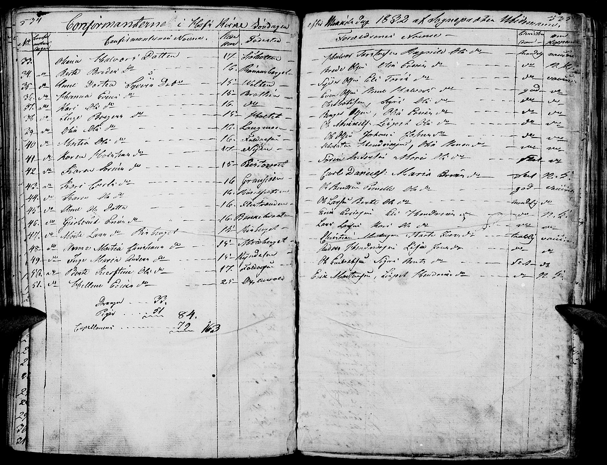 Hof prestekontor, SAH/PREST-038/H/Ha/Haa/L0006: Parish register (official) no. 6, 1822-1841, p. 534-535