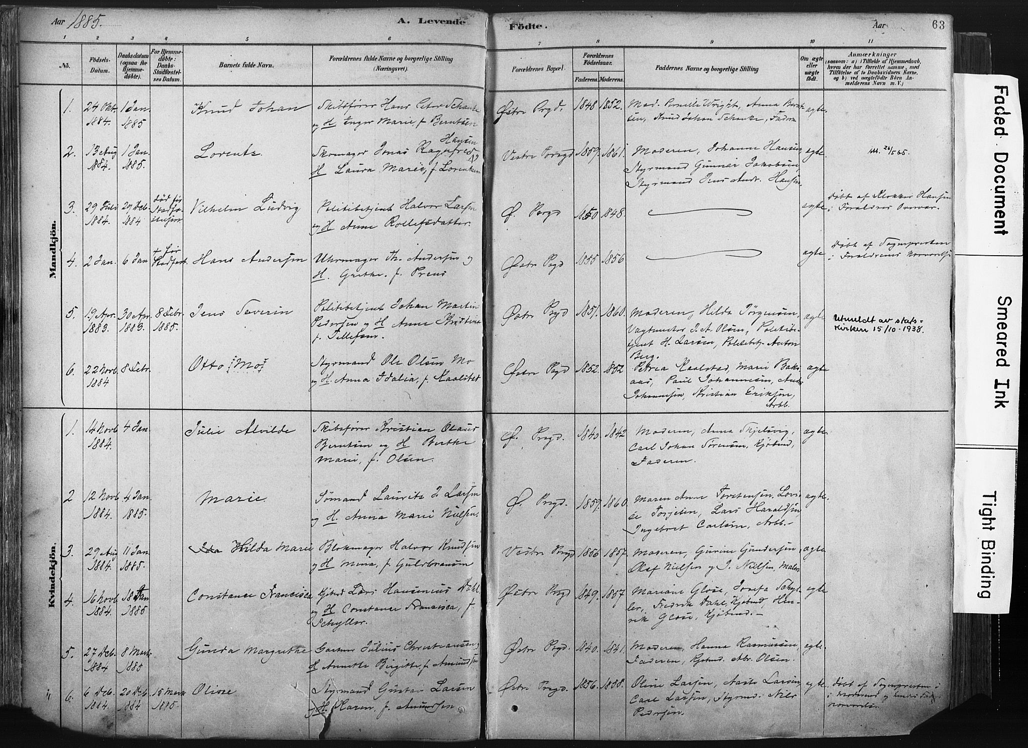Porsgrunn kirkebøker , SAKO/A-104/F/Fa/L0008: Parish register (official) no. 8, 1878-1895, p. 63