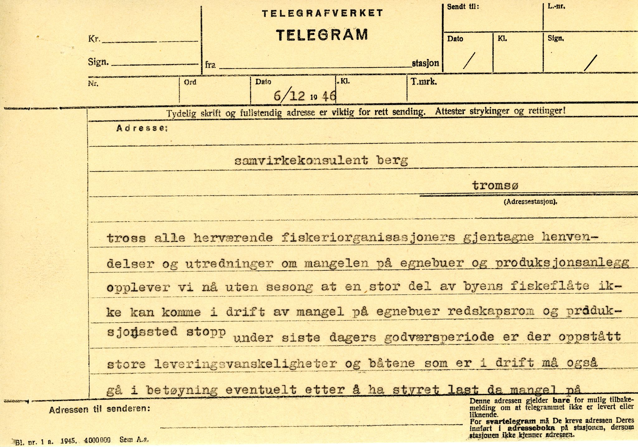 Vardø Fiskersamvirkelag, VAMU/A-0037/D/Da/L0004: Korrespondanse Ko-Ma, 1945-1950