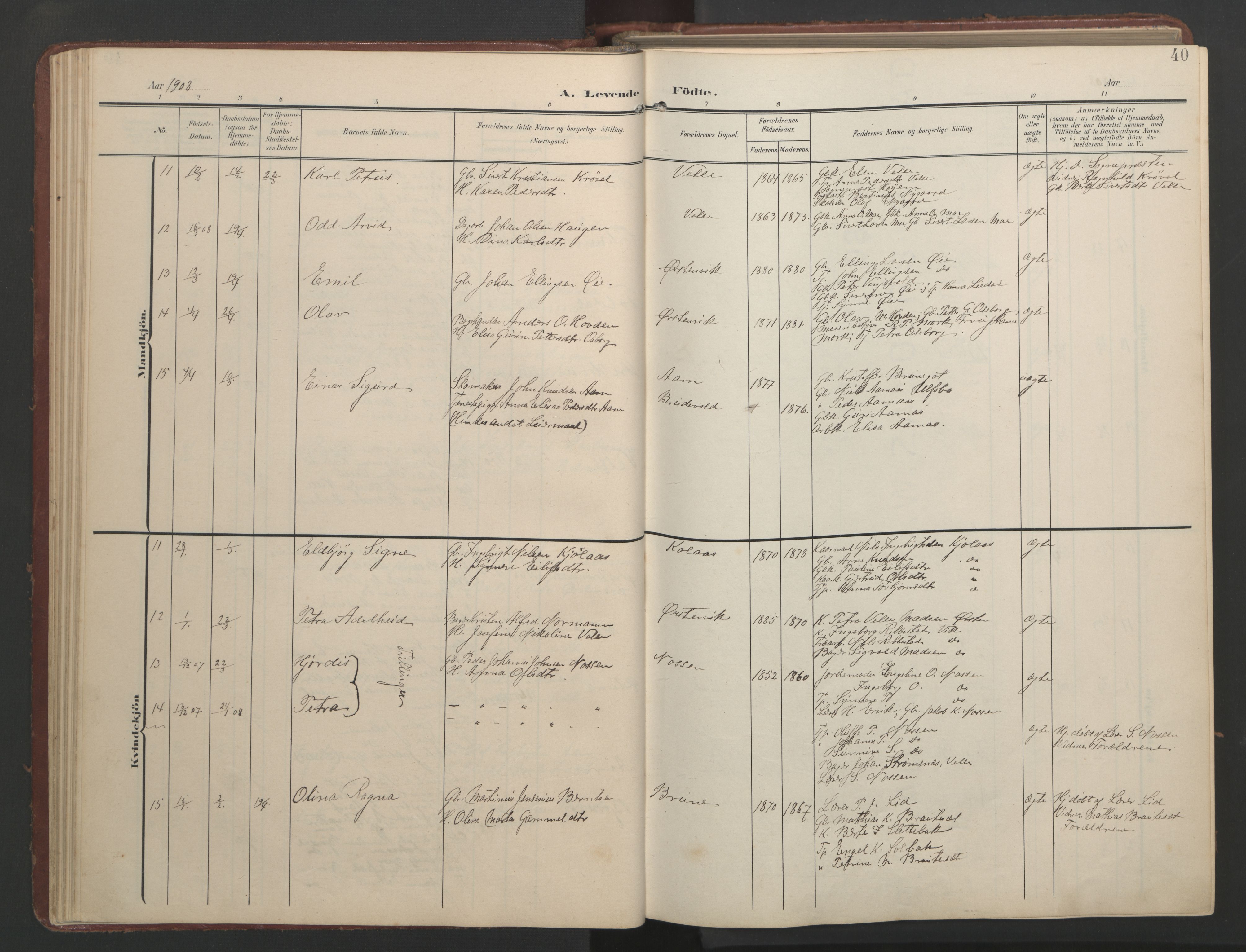 Ministerialprotokoller, klokkerbøker og fødselsregistre - Møre og Romsdal, AV/SAT-A-1454/513/L0190: Parish register (copy) no. 513C04, 1904-1926, p. 40