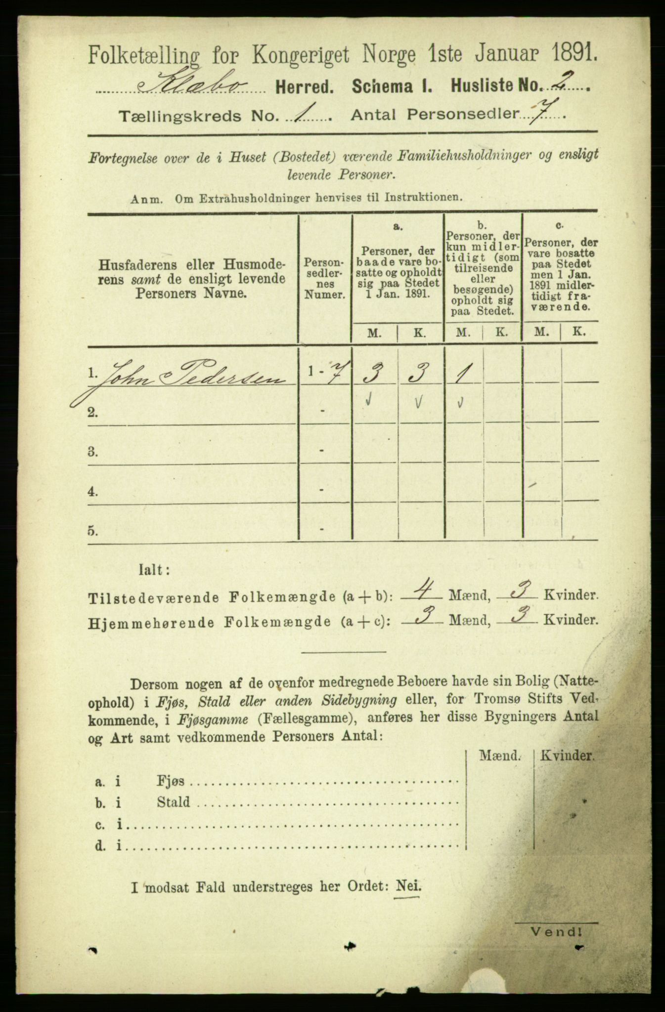 RA, 1891 census for 1662 Klæbu, 1891, p. 27