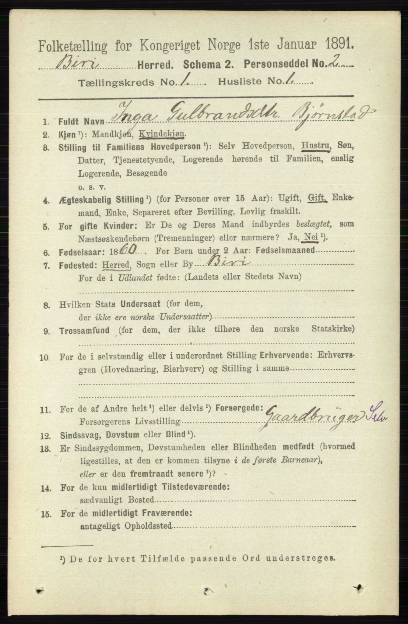 RA, 1891 census for 0525 Biri, 1891, p. 108