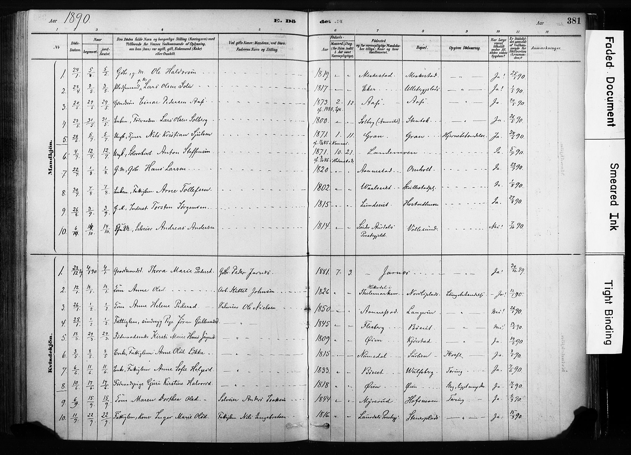 Sandsvær kirkebøker, AV/SAKO-A-244/F/Fb/L0001: Parish register (official) no. II 1, 1878-1906, p. 381