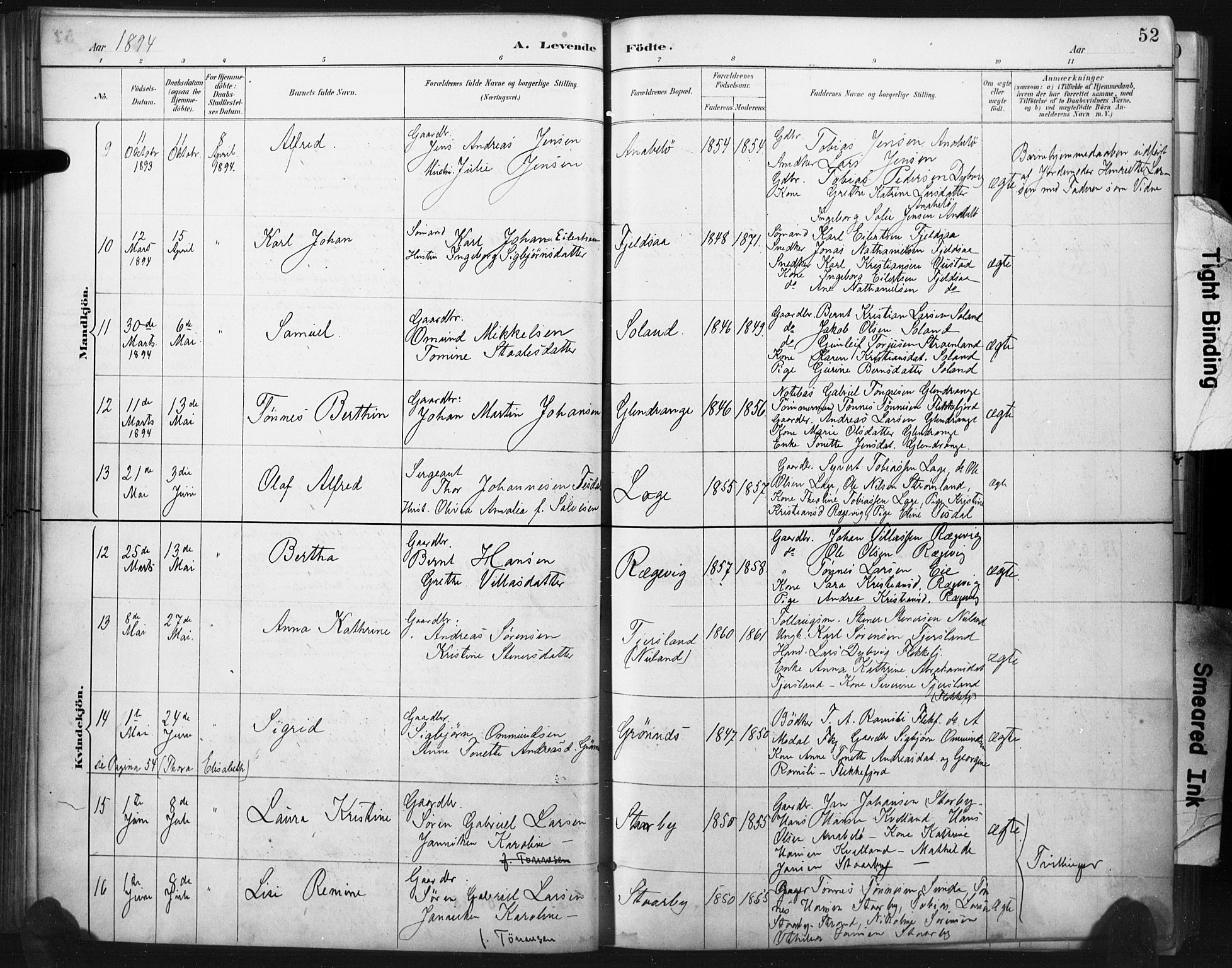 Flekkefjord sokneprestkontor, AV/SAK-1111-0012/F/Fa/Fac/L0008: Parish register (official) no. A 8, 1885-1898, p. 52