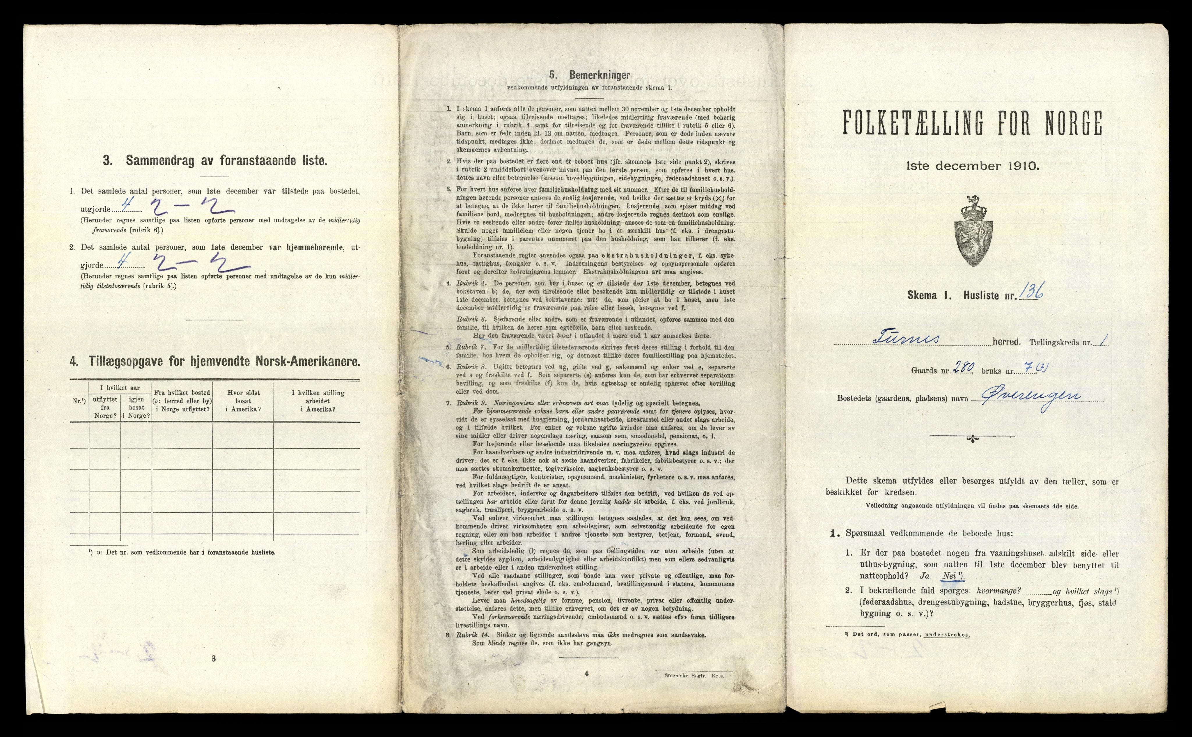 RA, 1910 census for Furnes, 1910, p. 312