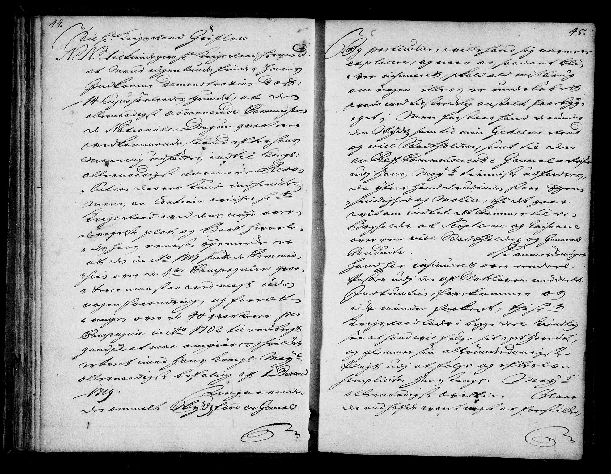 Stattholderembetet 1572-1771, AV/RA-EA-2870/Bd/L0013: Ordreprotokoll, 1720-1722, p. 44-45
