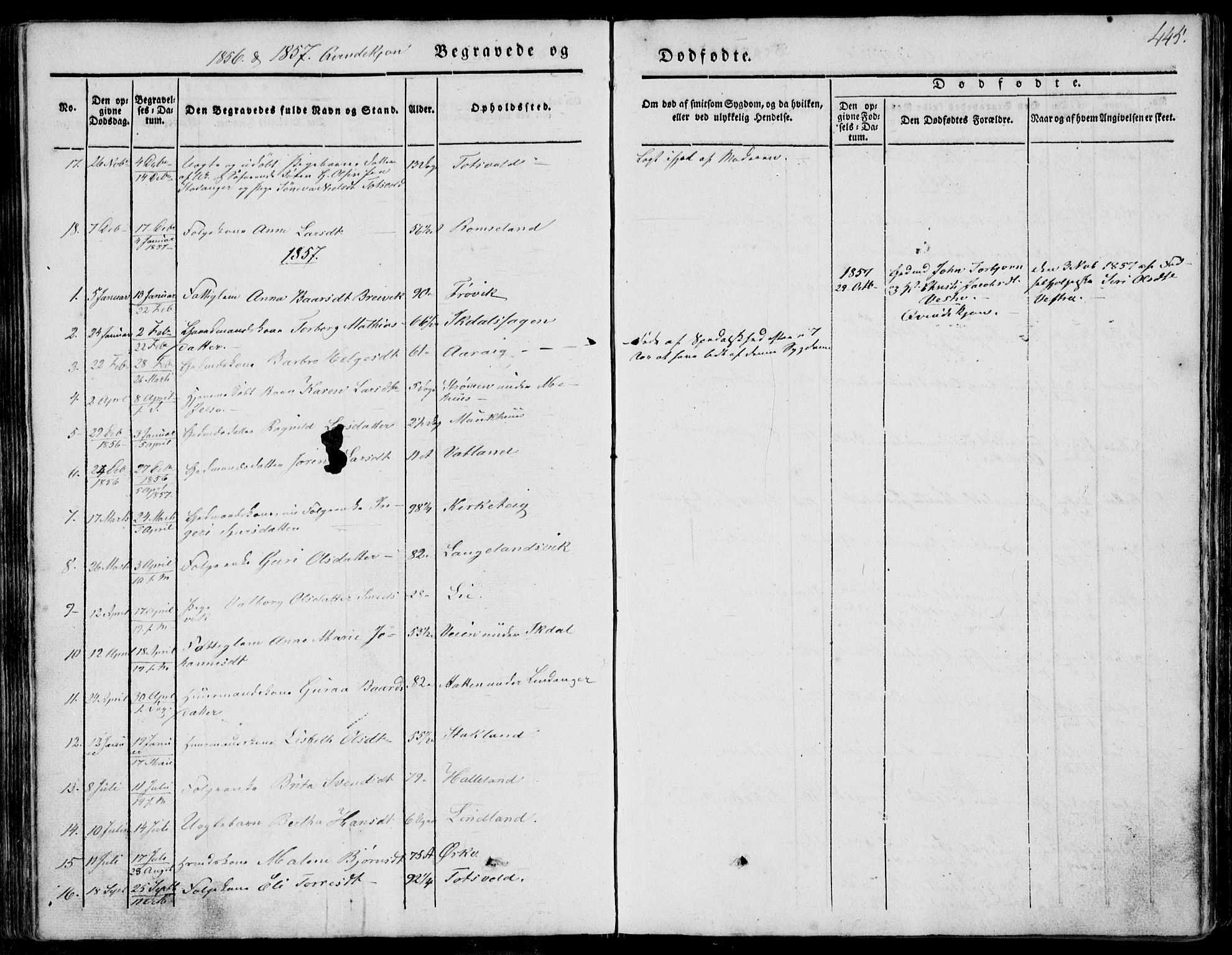 Skjold sokneprestkontor, SAST/A-101847/H/Ha/Haa/L0006: Parish register (official) no. A 6.2, 1835-1858, p. 445