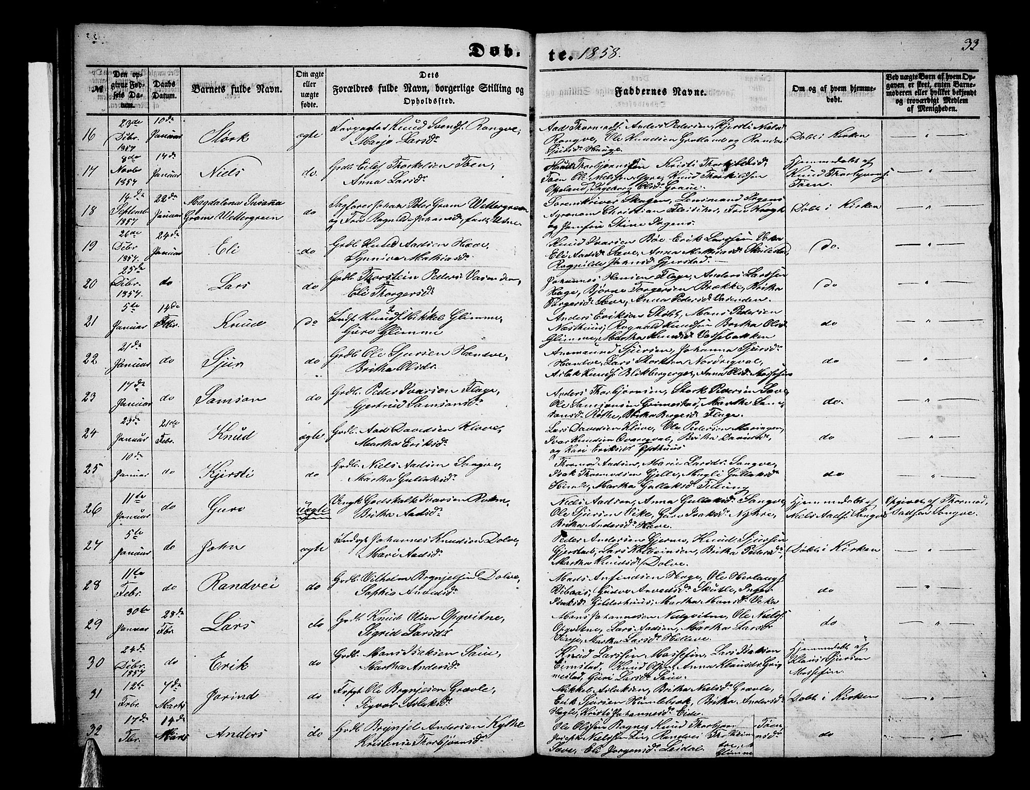Voss sokneprestembete, AV/SAB-A-79001/H/Hab: Parish register (copy) no. B 1, 1855-1869, p. 33