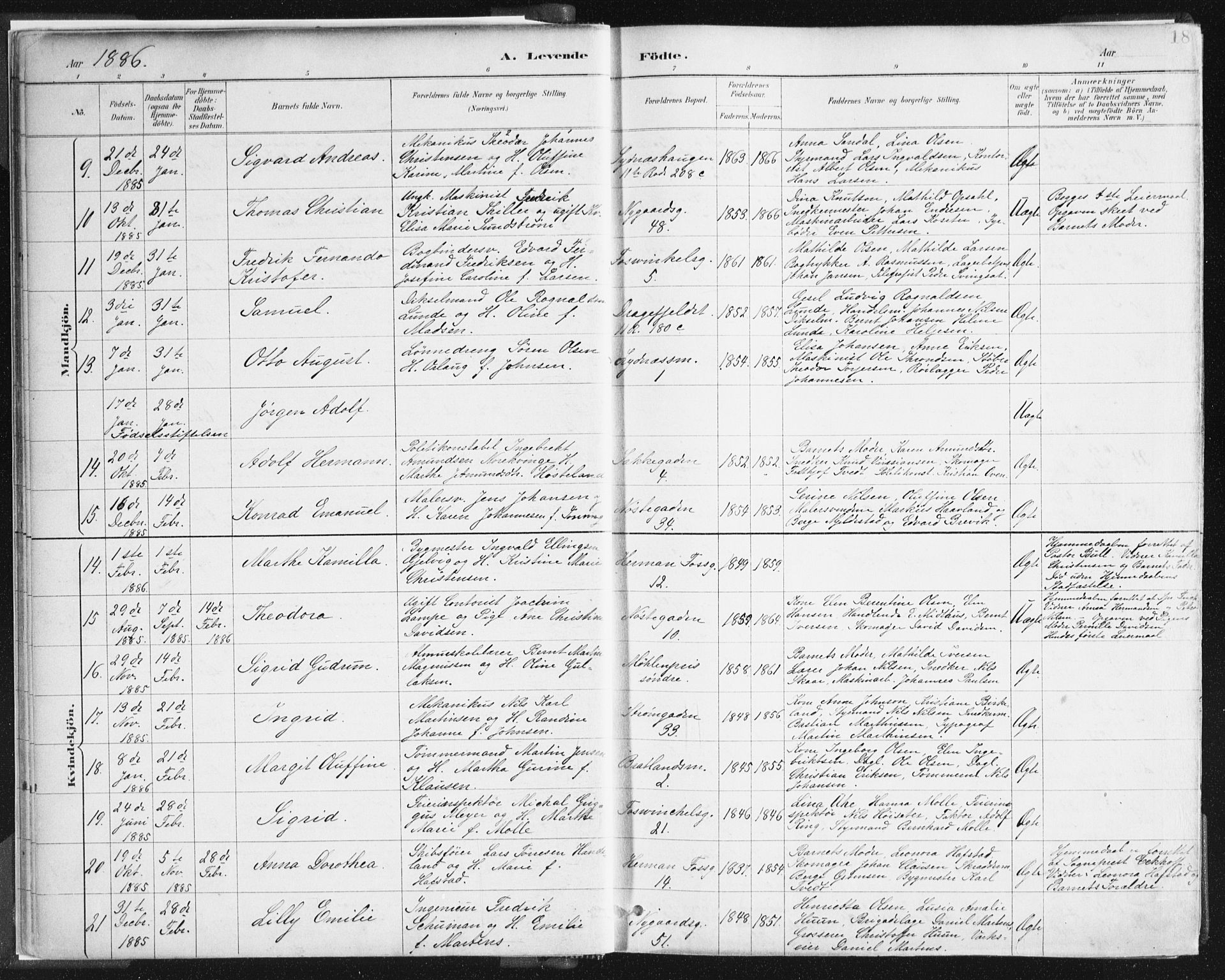 Johanneskirken sokneprestembete, AV/SAB-A-76001/H/Haa/L0001: Parish register (official) no. A 1, 1885-1900, p. 18