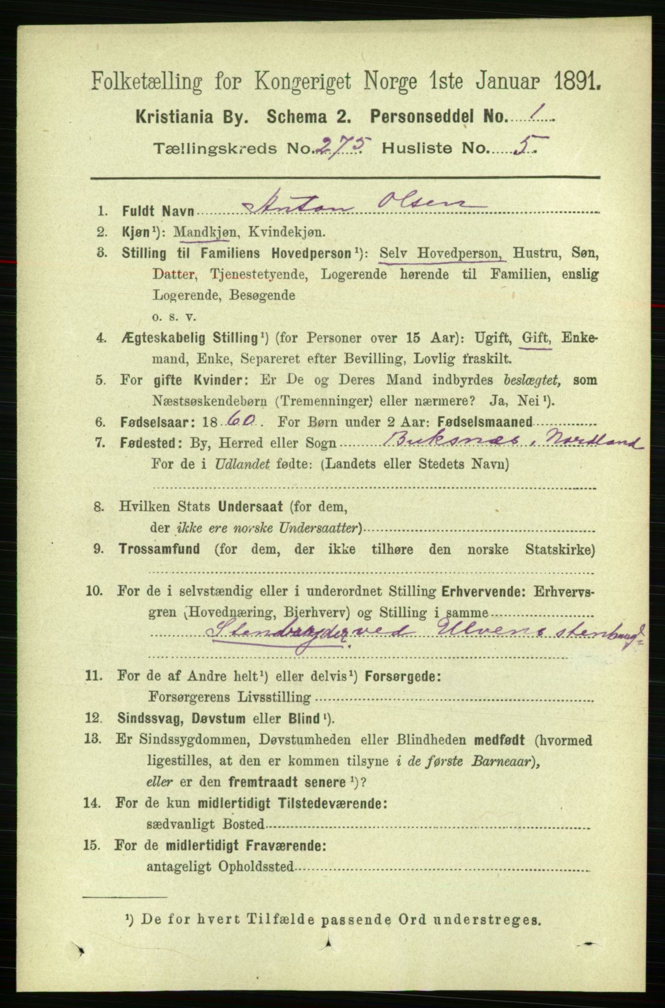 RA, 1891 census for 0301 Kristiania, 1891, p. 167003