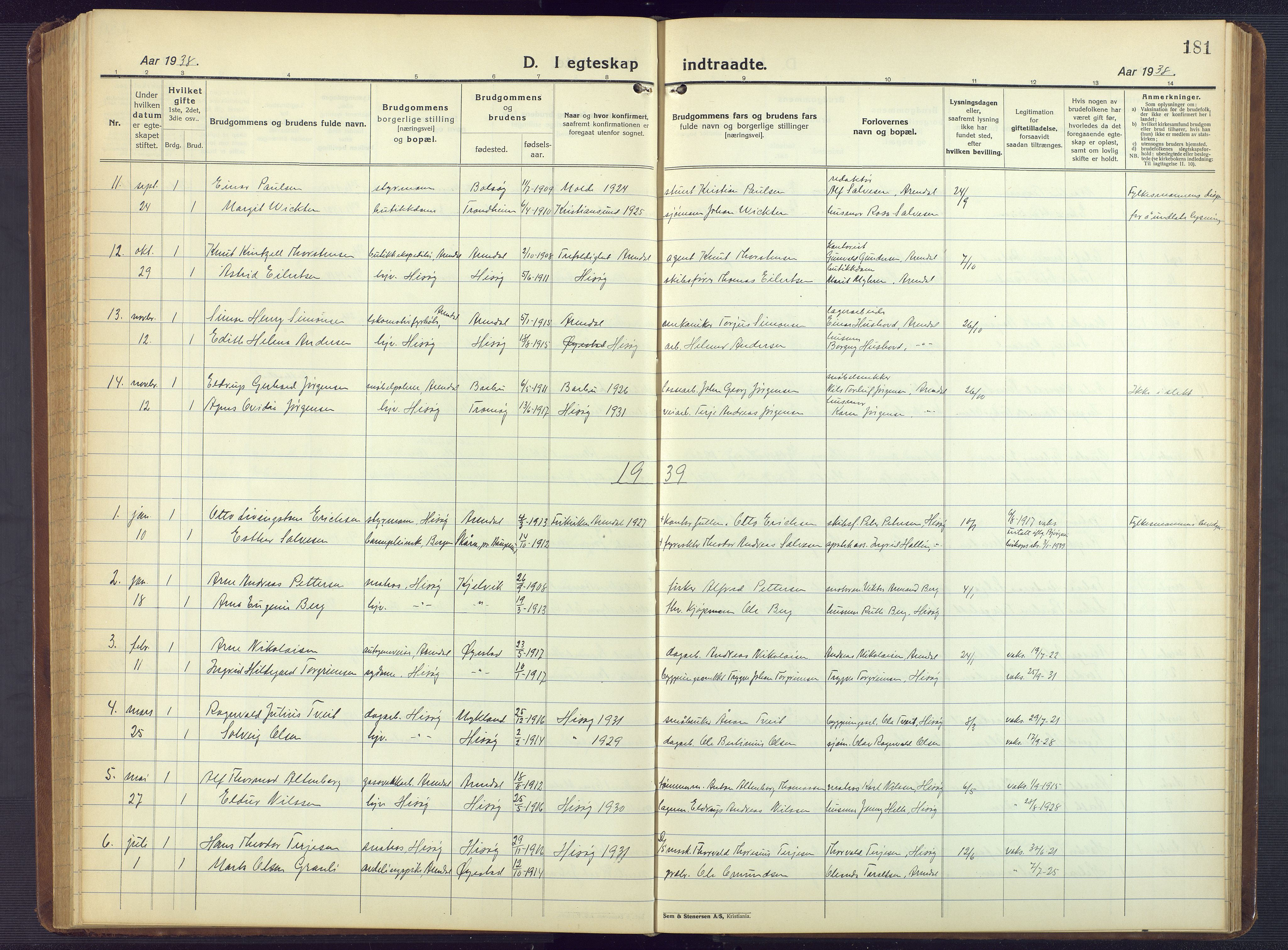 Hisøy sokneprestkontor, AV/SAK-1111-0020/F/Fb/L0005: Parish register (copy) no. B 5, 1924-1946, p. 181