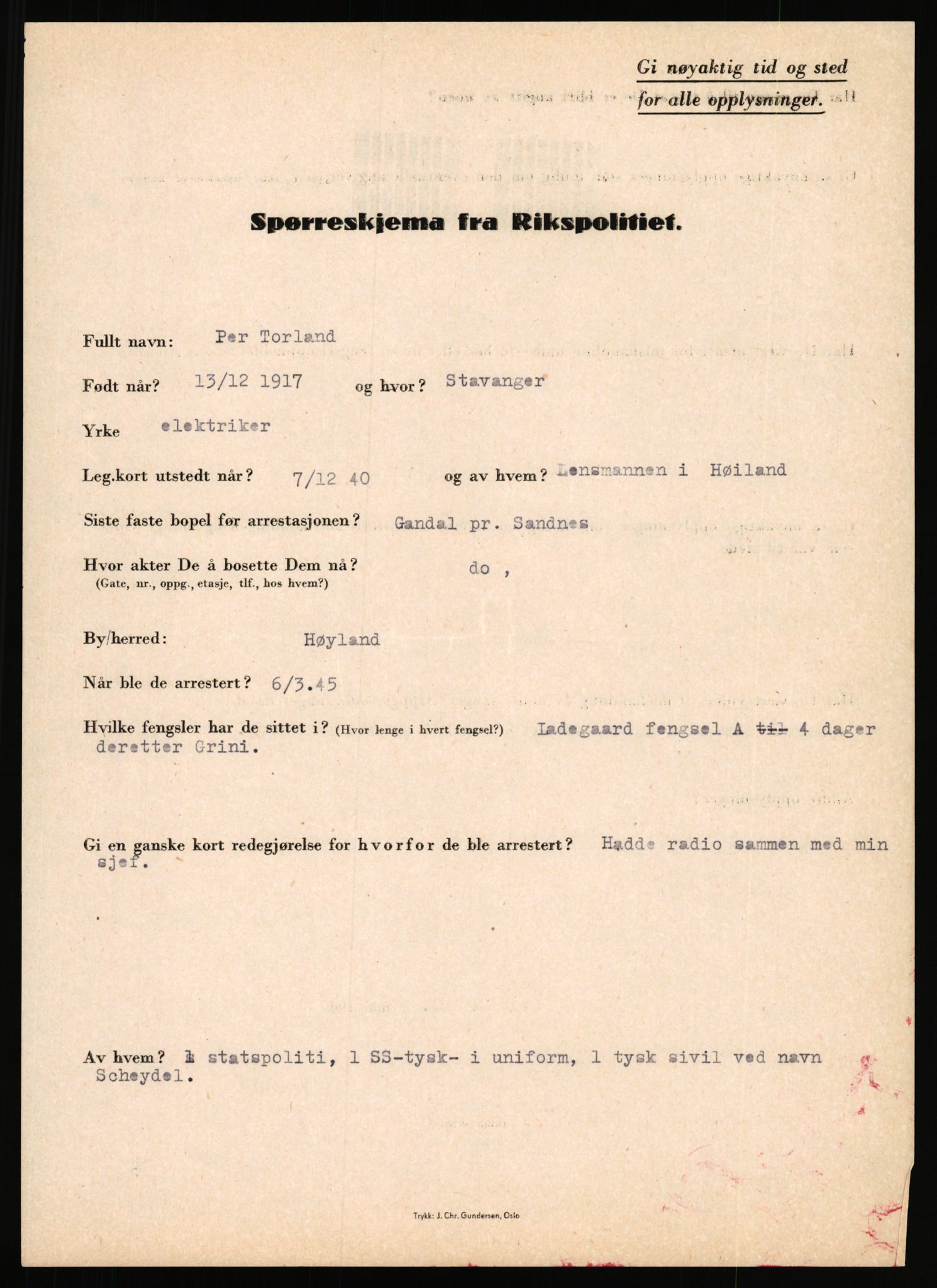 Rikspolitisjefen, AV/RA-S-1560/L/L0017: Tidemann, Hermann G. - Veum, Tjostolv, 1940-1945, p. 267