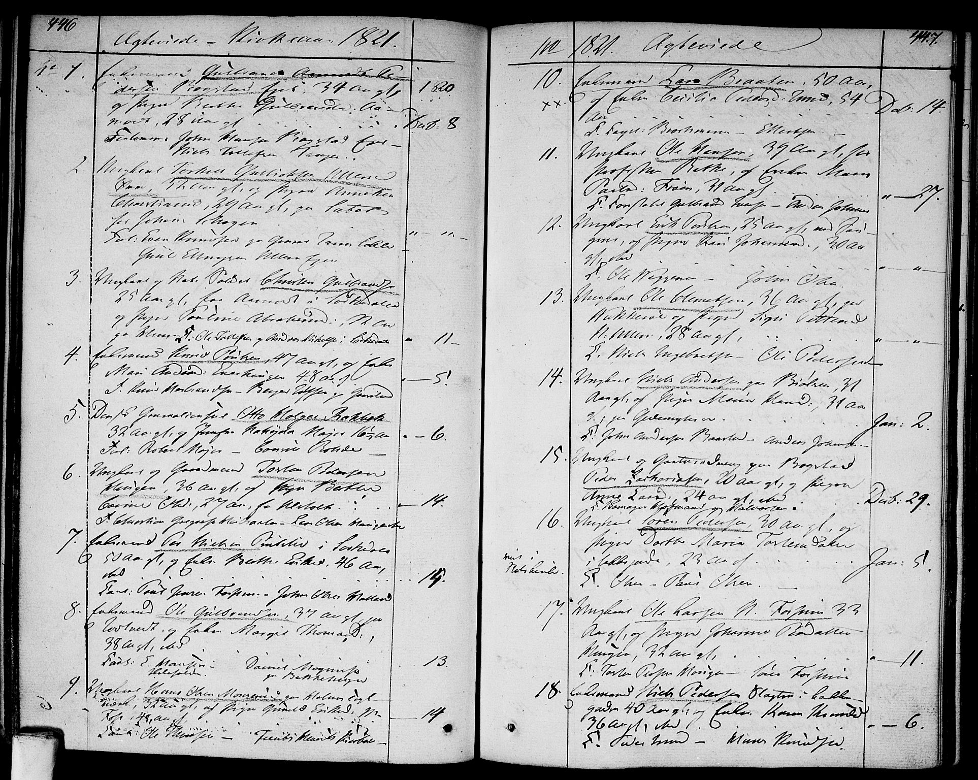 Aker prestekontor kirkebøker, SAO/A-10861/F/L0012: Parish register (official) no. 12, 1819-1828, p. 446-447