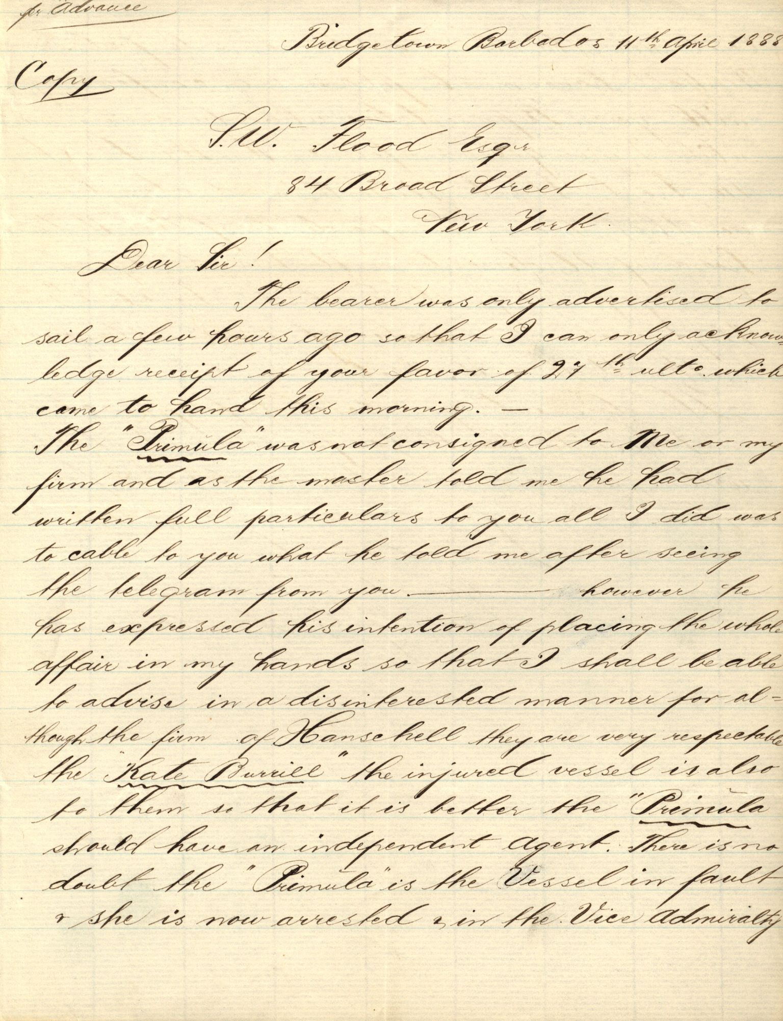 Pa 63 - Østlandske skibsassuranceforening, VEMU/A-1079/G/Ga/L0021/0003: Havaridokumenter / Inga av Drammen, Inga av Sandefjord, Primula, 1888-1889, p. 62