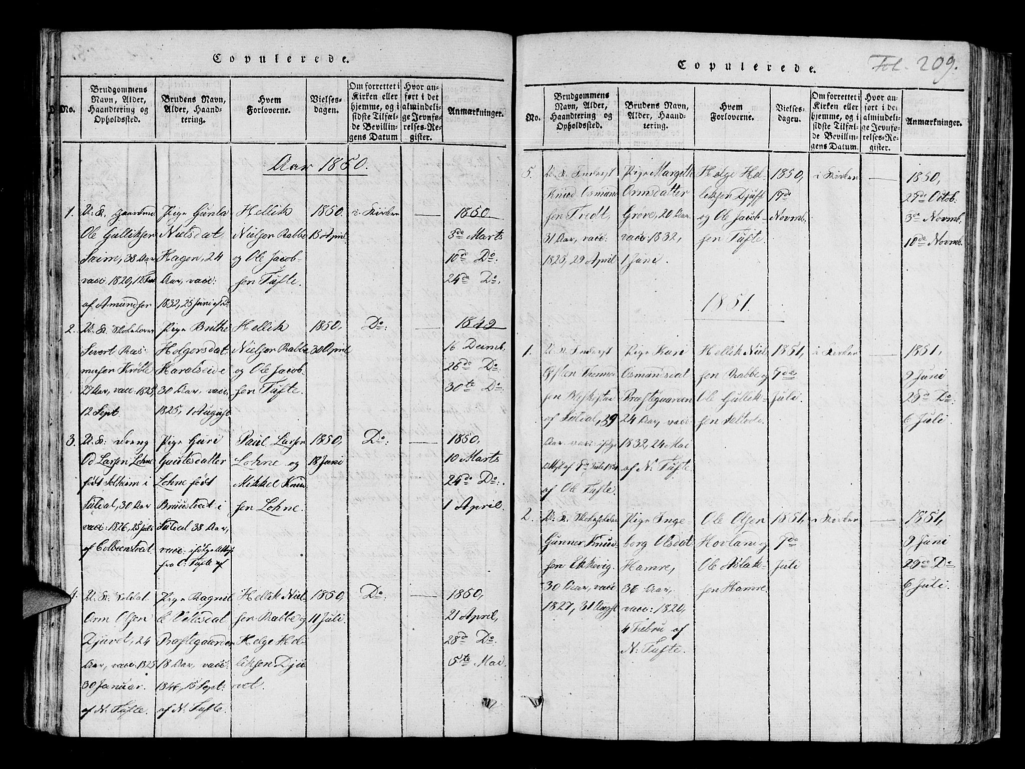 Røldal sokneprestembete, SAB/A-100247: Parish register (official) no. A 2, 1817-1856, p. 209