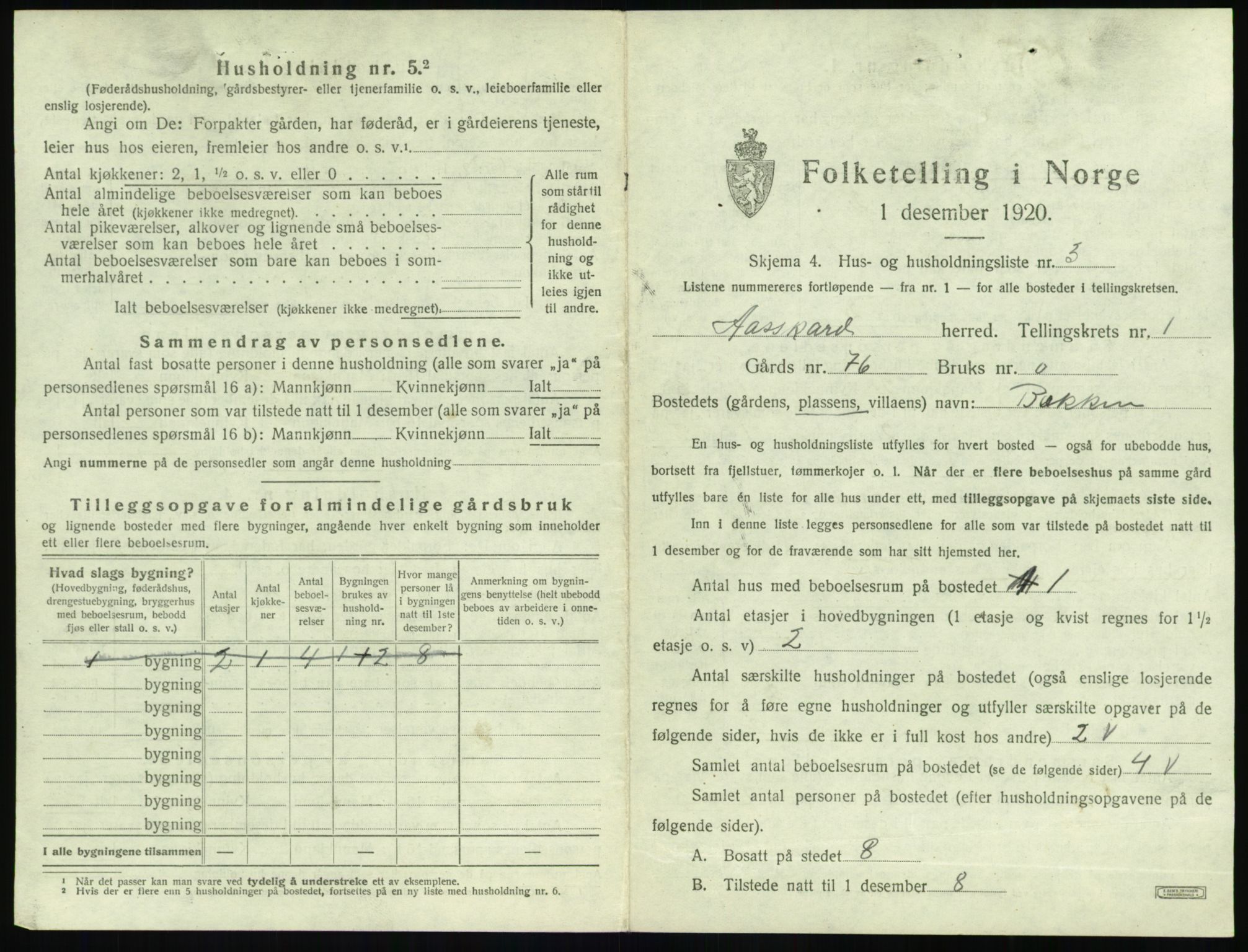 SAT, 1920 census for Åsskard, 1920, p. 25