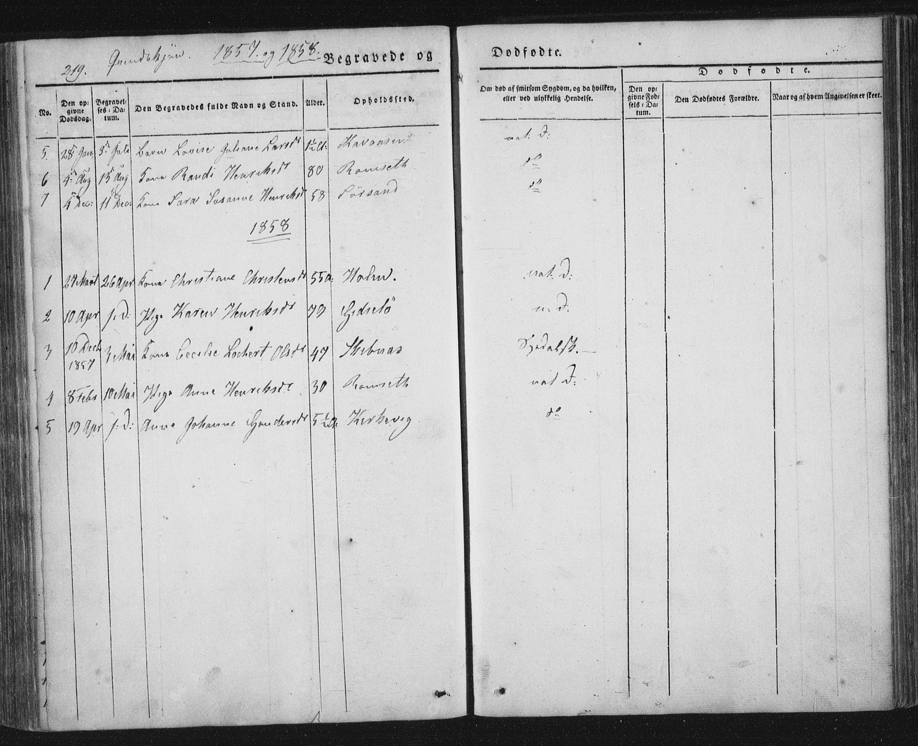 Ministerialprotokoller, klokkerbøker og fødselsregistre - Nordland, AV/SAT-A-1459/893/L1332: Parish register (official) no. 893A05, 1841-1858, p. 219