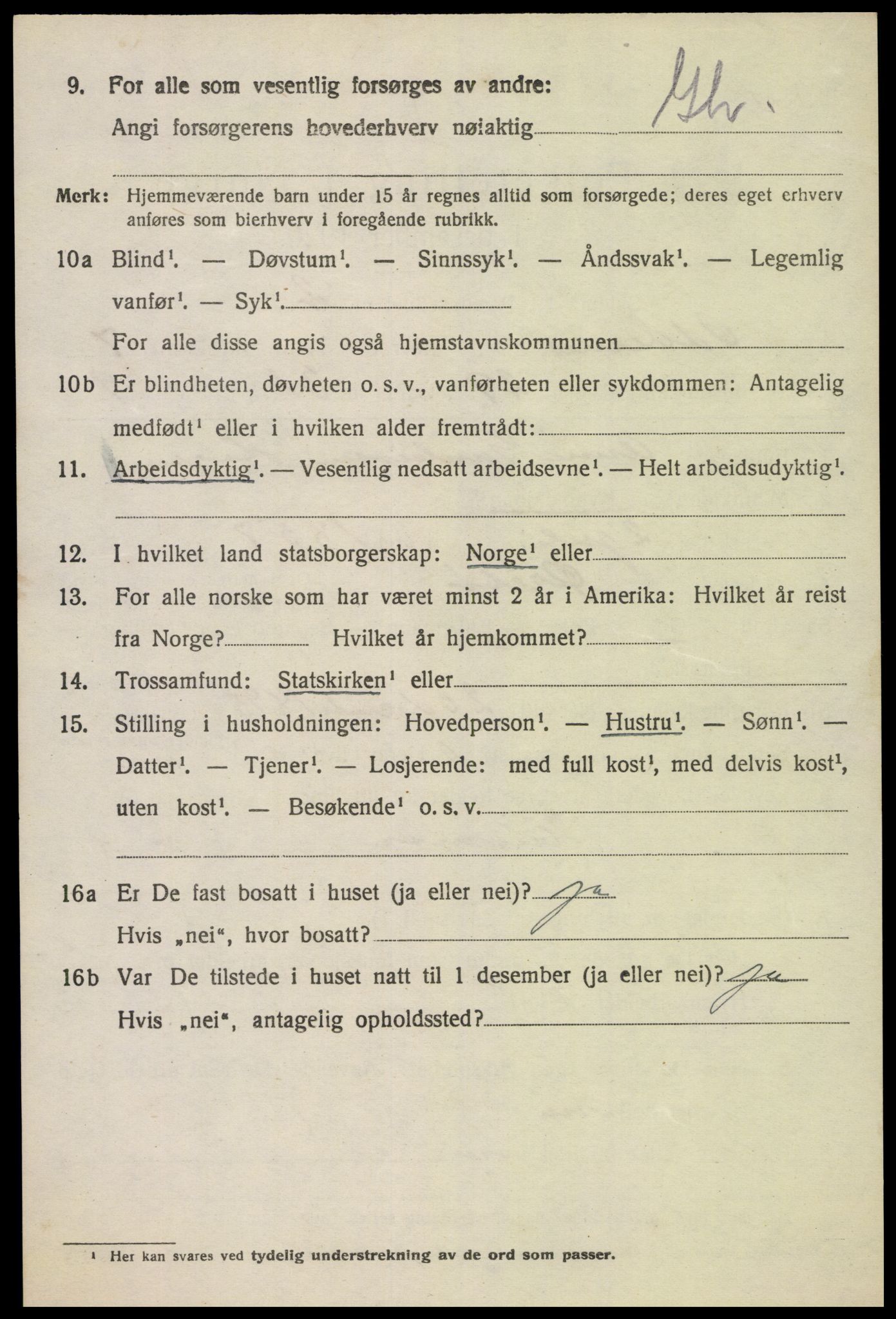 SAK, 1920 census for Oddernes, 1920, p. 5544