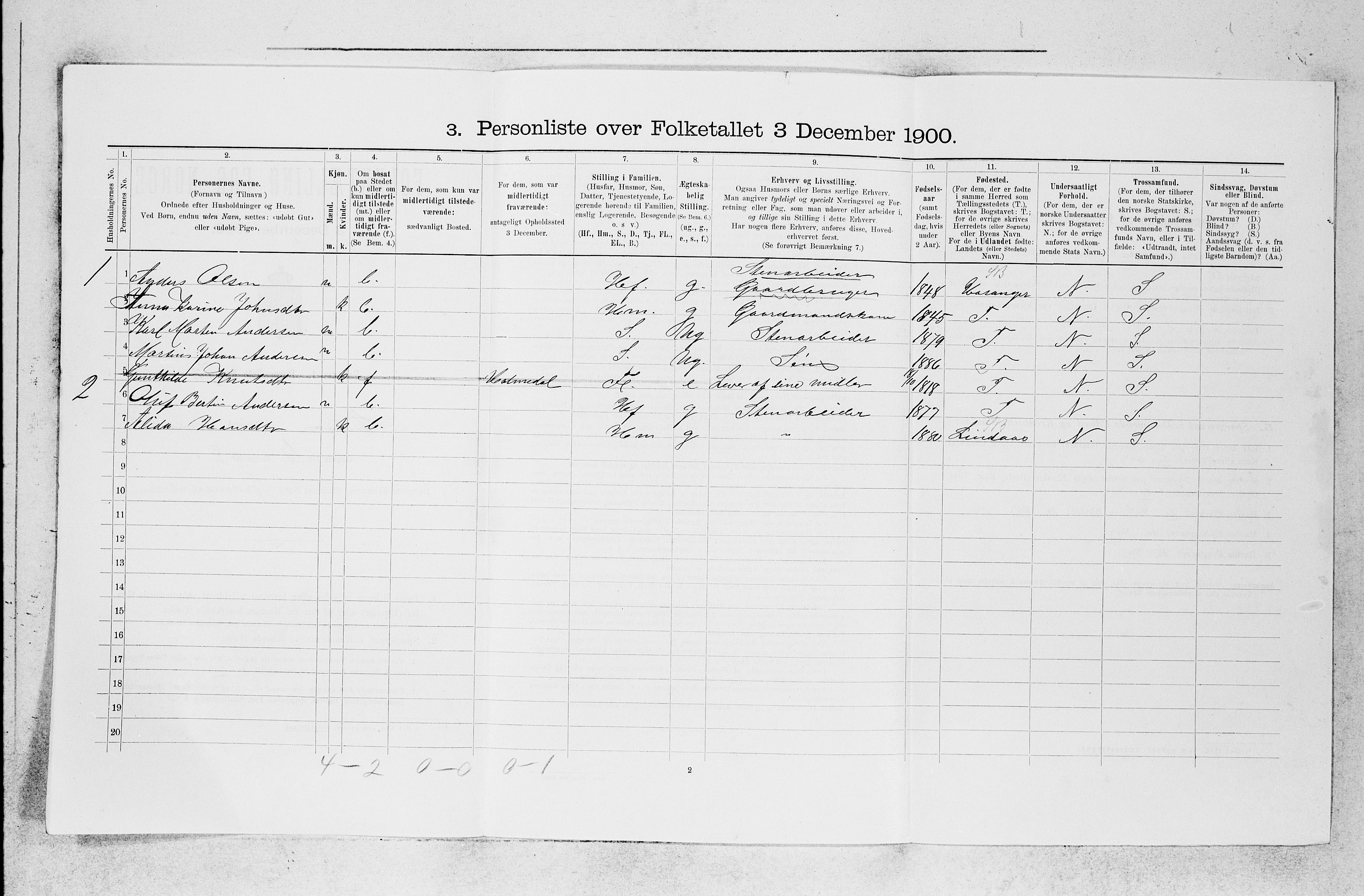 SAB, 1900 census for Askøy, 1900, p. 1295