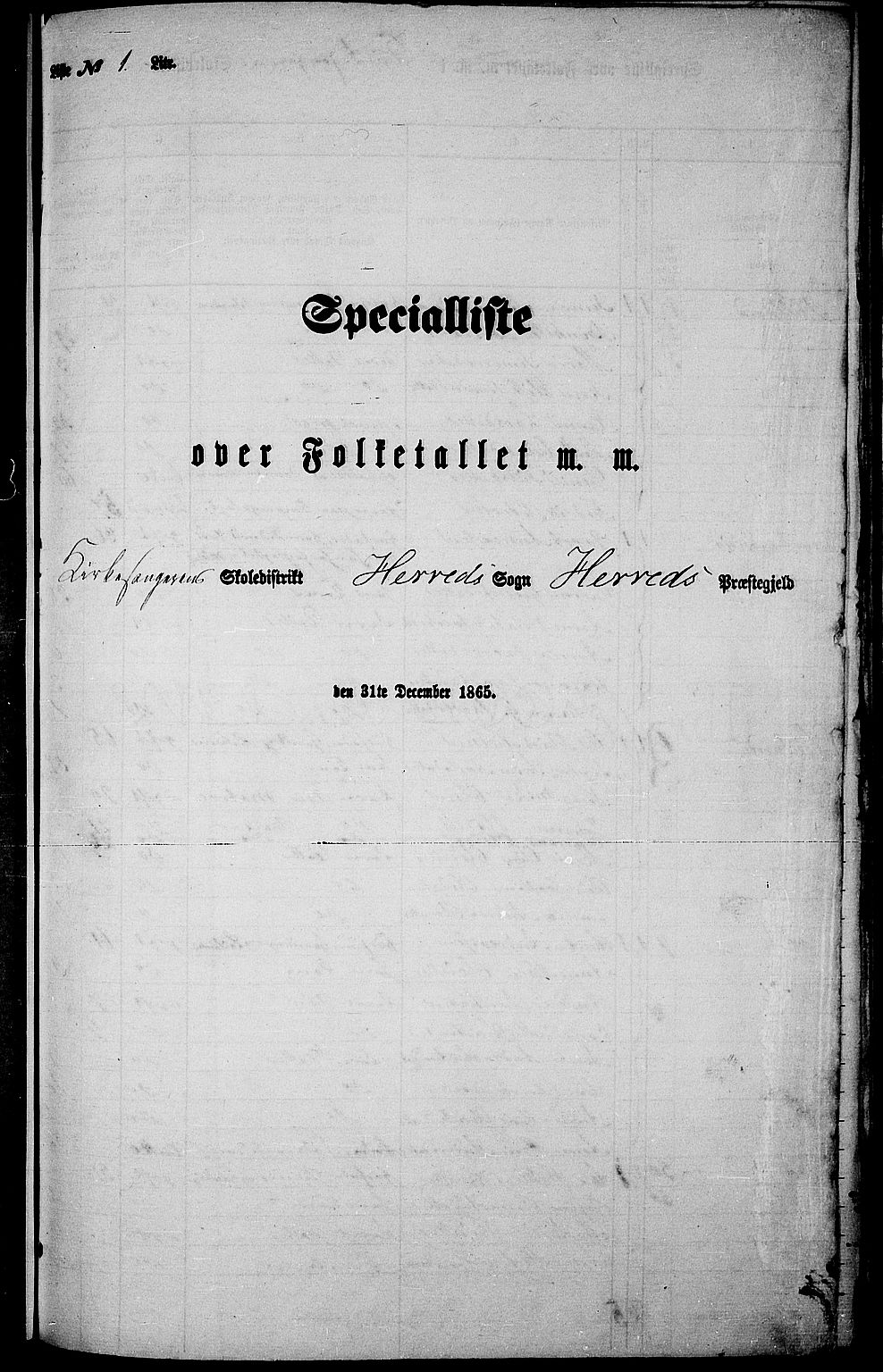 RA, 1865 census for Herad, 1865, p. 9