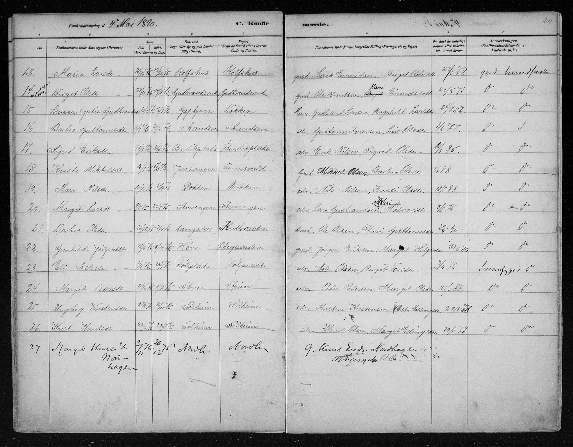 Nes kirkebøker, AV/SAKO-A-236/F/Fa/L0011: Parish register (official) no. 11, 1881-1912, p. 211