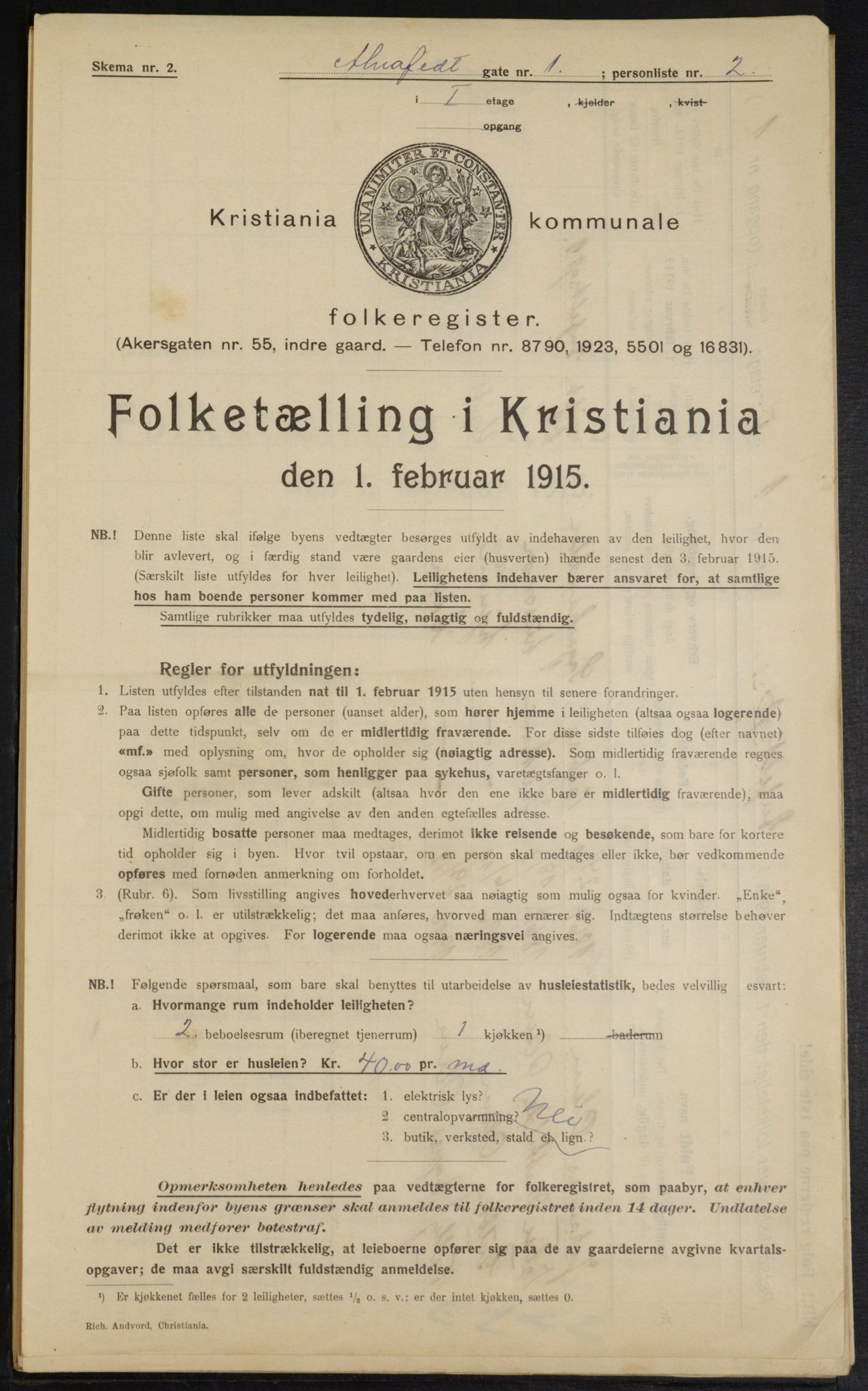 OBA, Municipal Census 1915 for Kristiania, 1915, p. 988