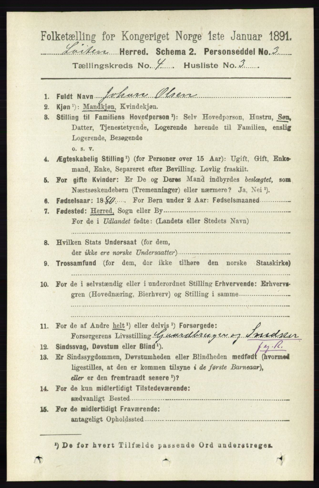 RA, 1891 census for 0415 Løten, 1891, p. 2793