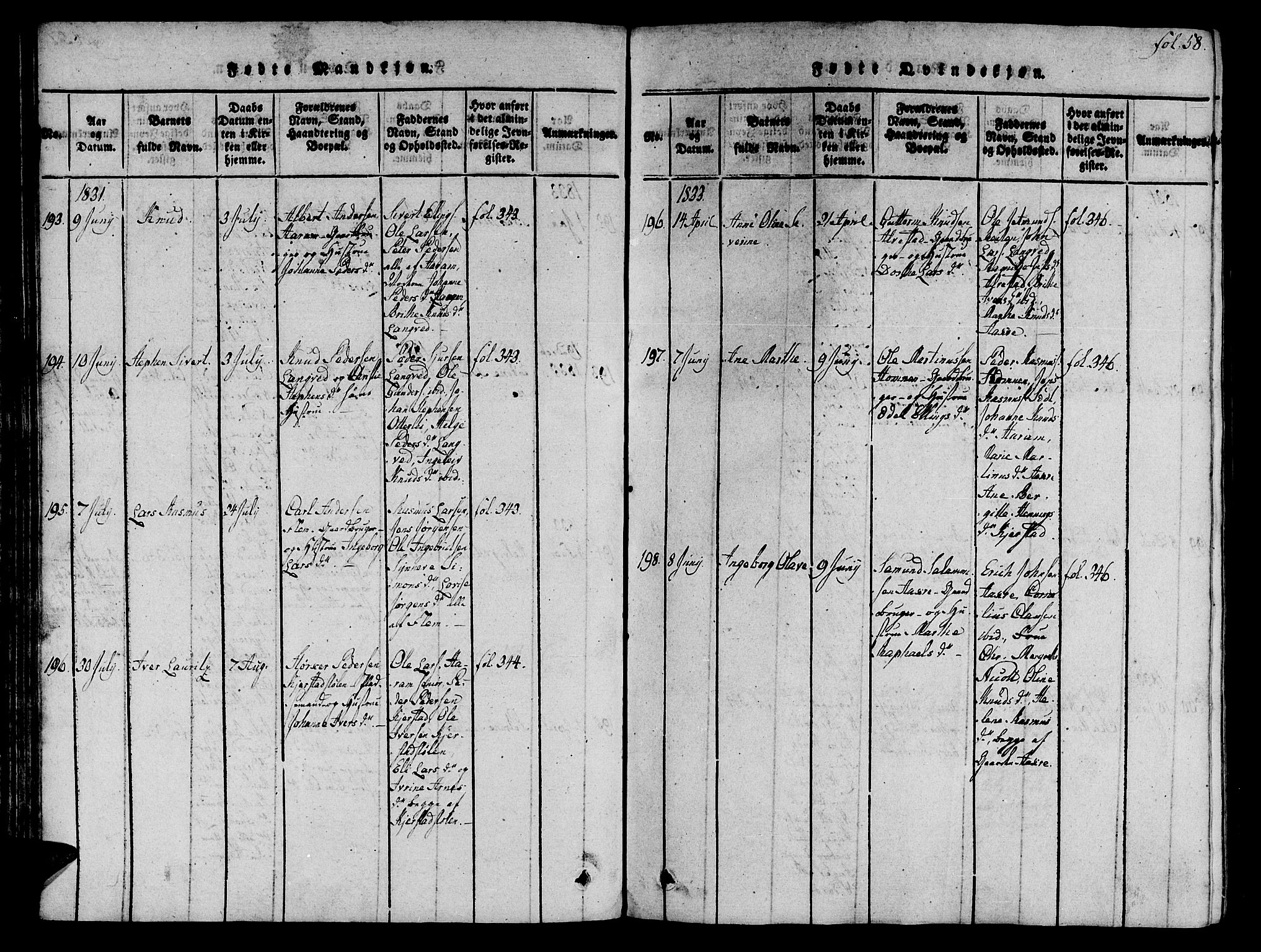 Ministerialprotokoller, klokkerbøker og fødselsregistre - Møre og Romsdal, SAT/A-1454/536/L0495: Parish register (official) no. 536A04, 1818-1847, p. 58