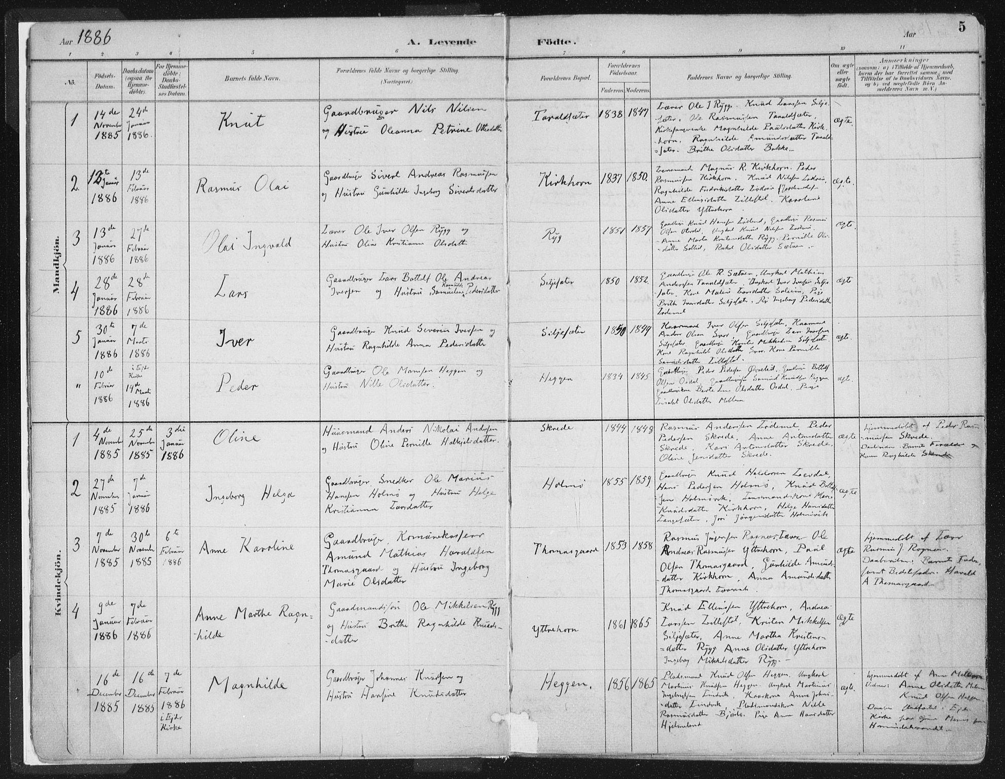 Hornindal sokneprestembete, SAB/A-82401/H/Haa/Haaa/L0003/0001: Parish register (official) no. A 3A, 1887-1917, p. 5