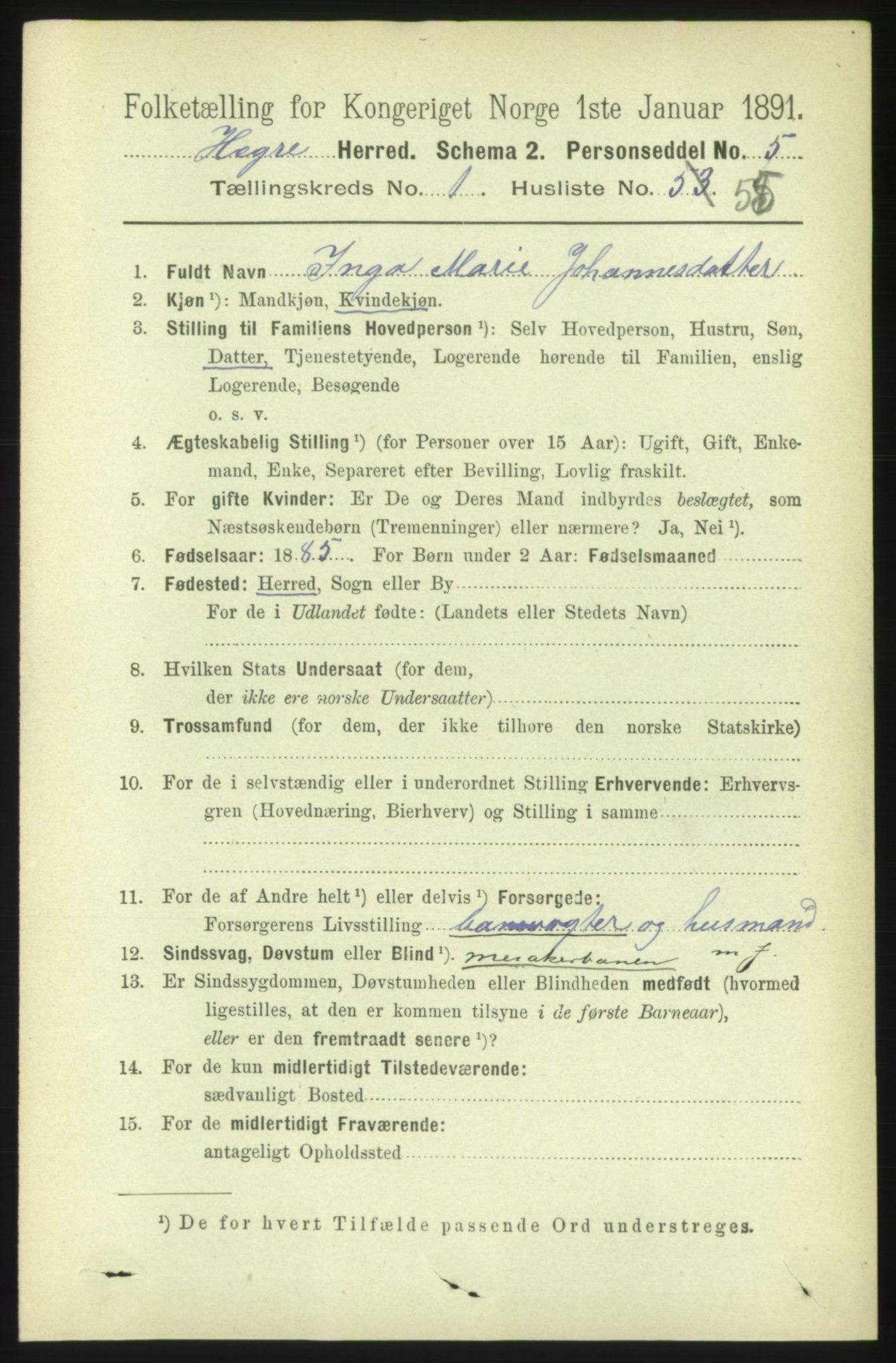 RA, 1891 census for 1712 Hegra, 1891, p. 419