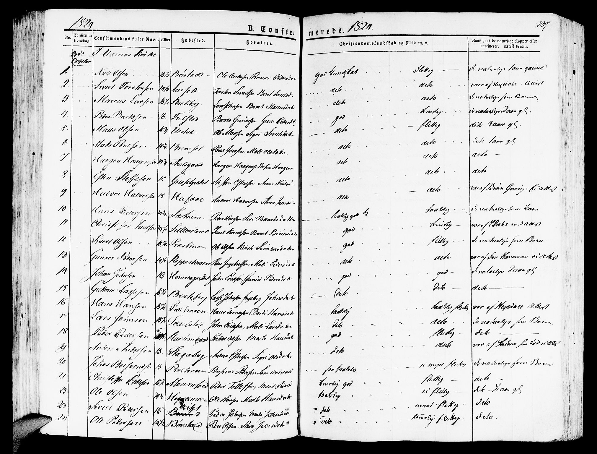 Ministerialprotokoller, klokkerbøker og fødselsregistre - Nord-Trøndelag, SAT/A-1458/709/L0070: Parish register (official) no. 709A10, 1820-1832, p. 237