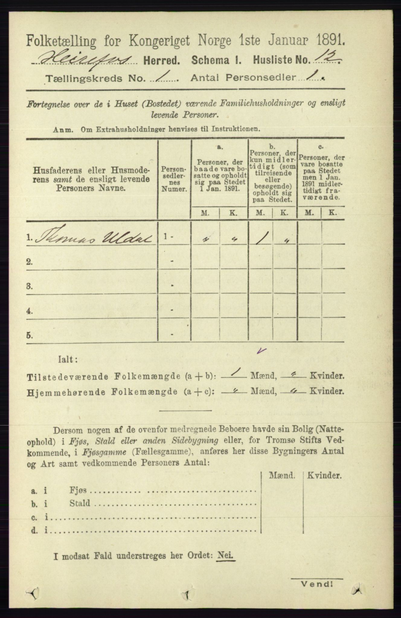 RA, 1891 census for 0933 Herefoss, 1891, p. 24