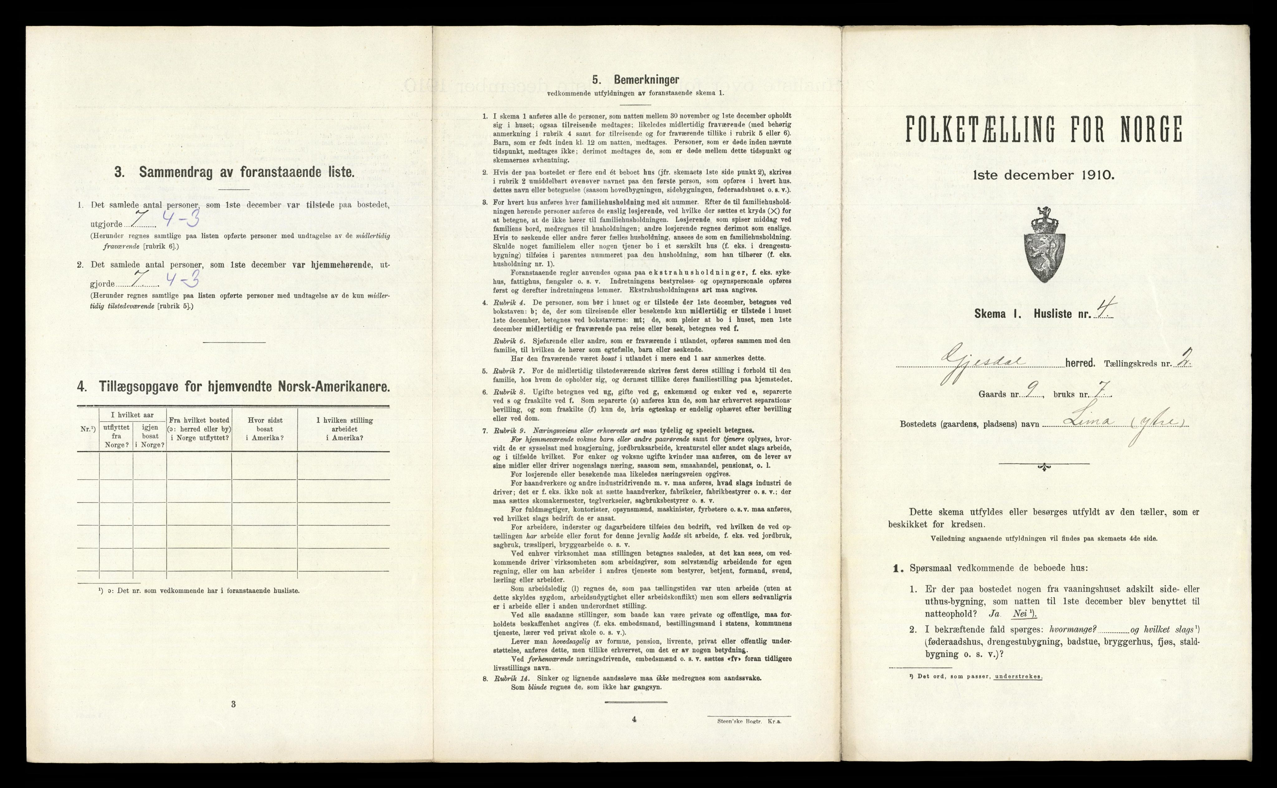 RA, 1910 census for Gjesdal, 1910, p. 216