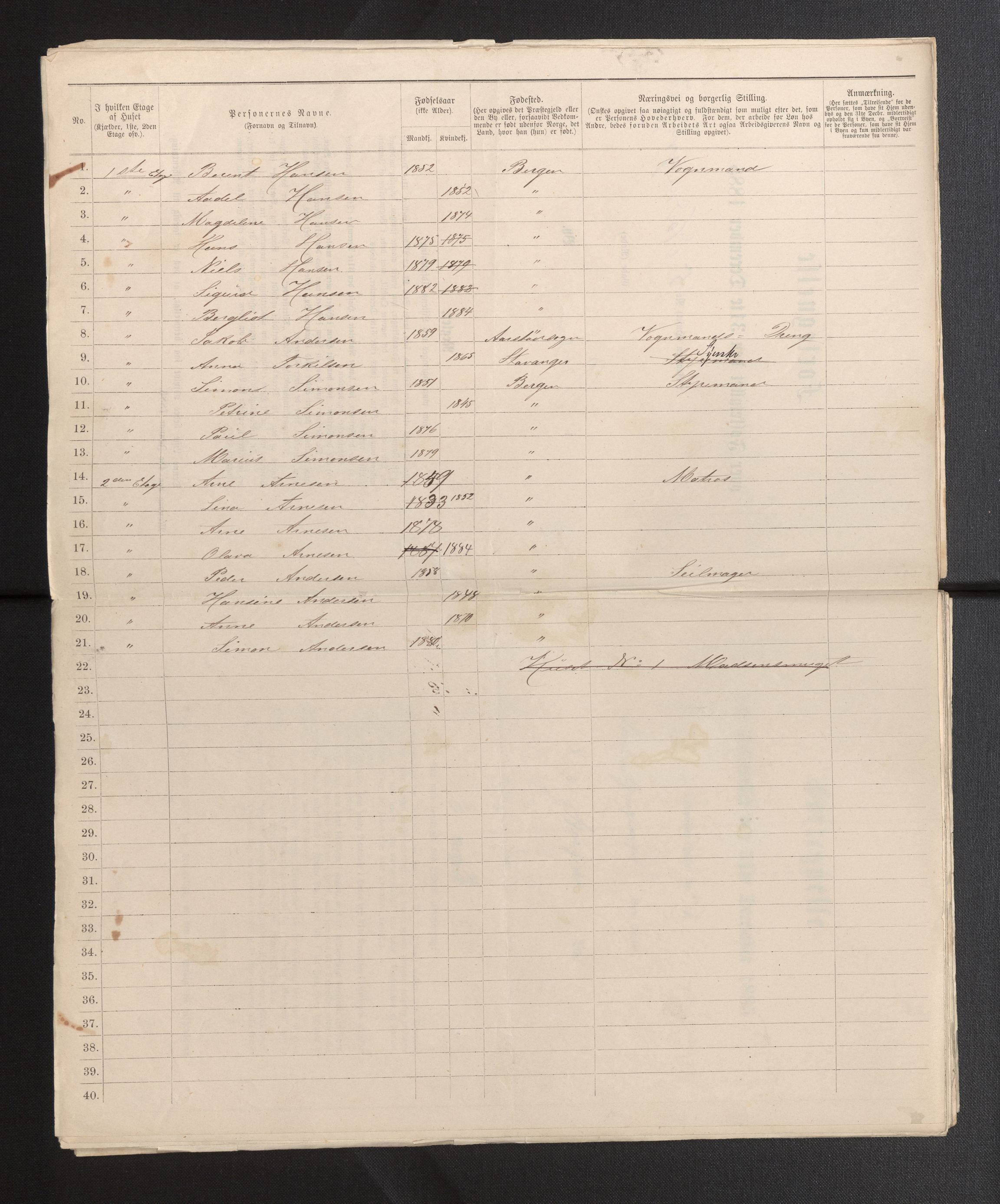 SAB, 1885 census for 1301 Bergen, 1885, p. 1775